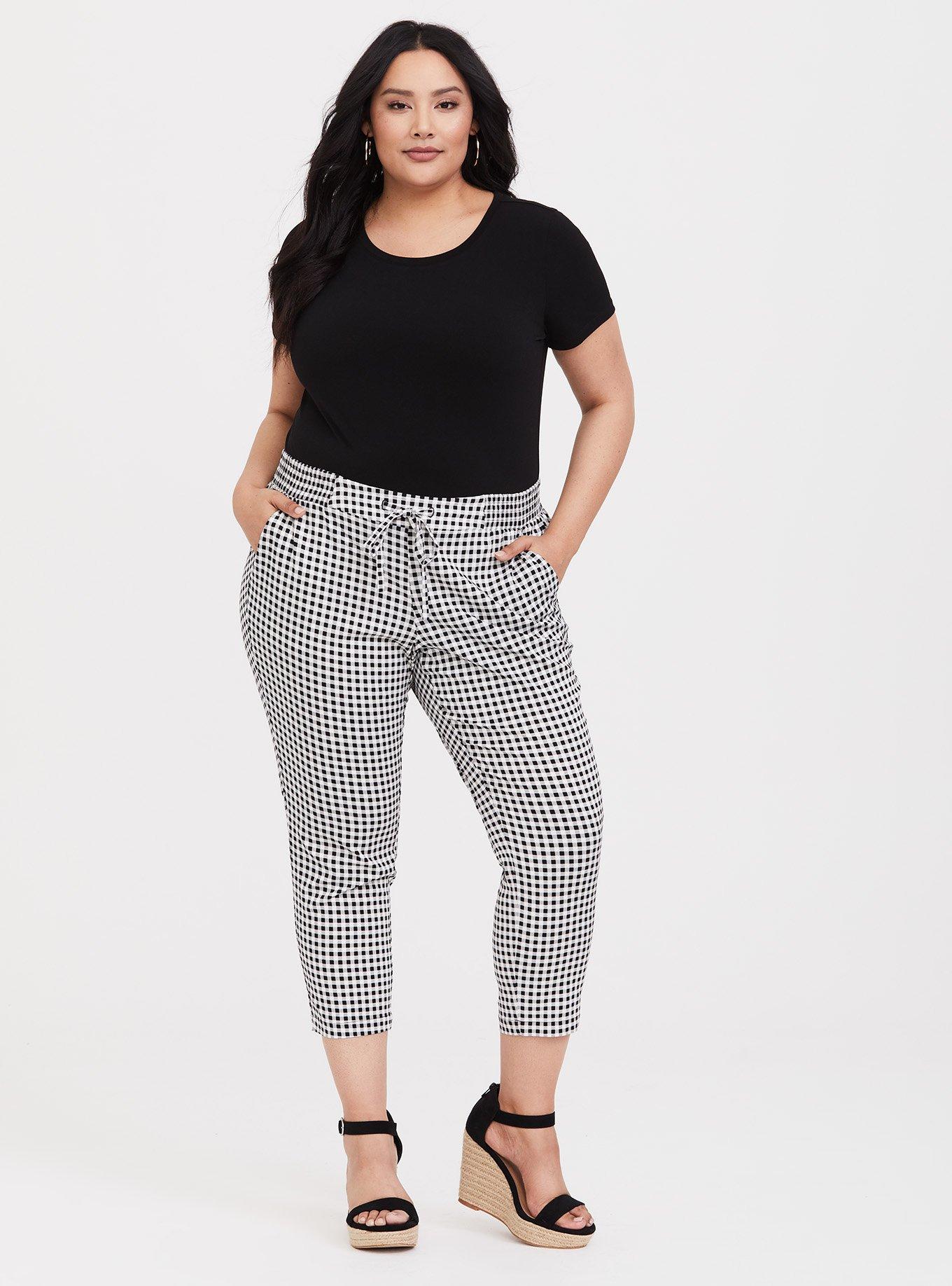Plus Size Gingham Tie-Front Trouser, MINI GINGHAM, alternate