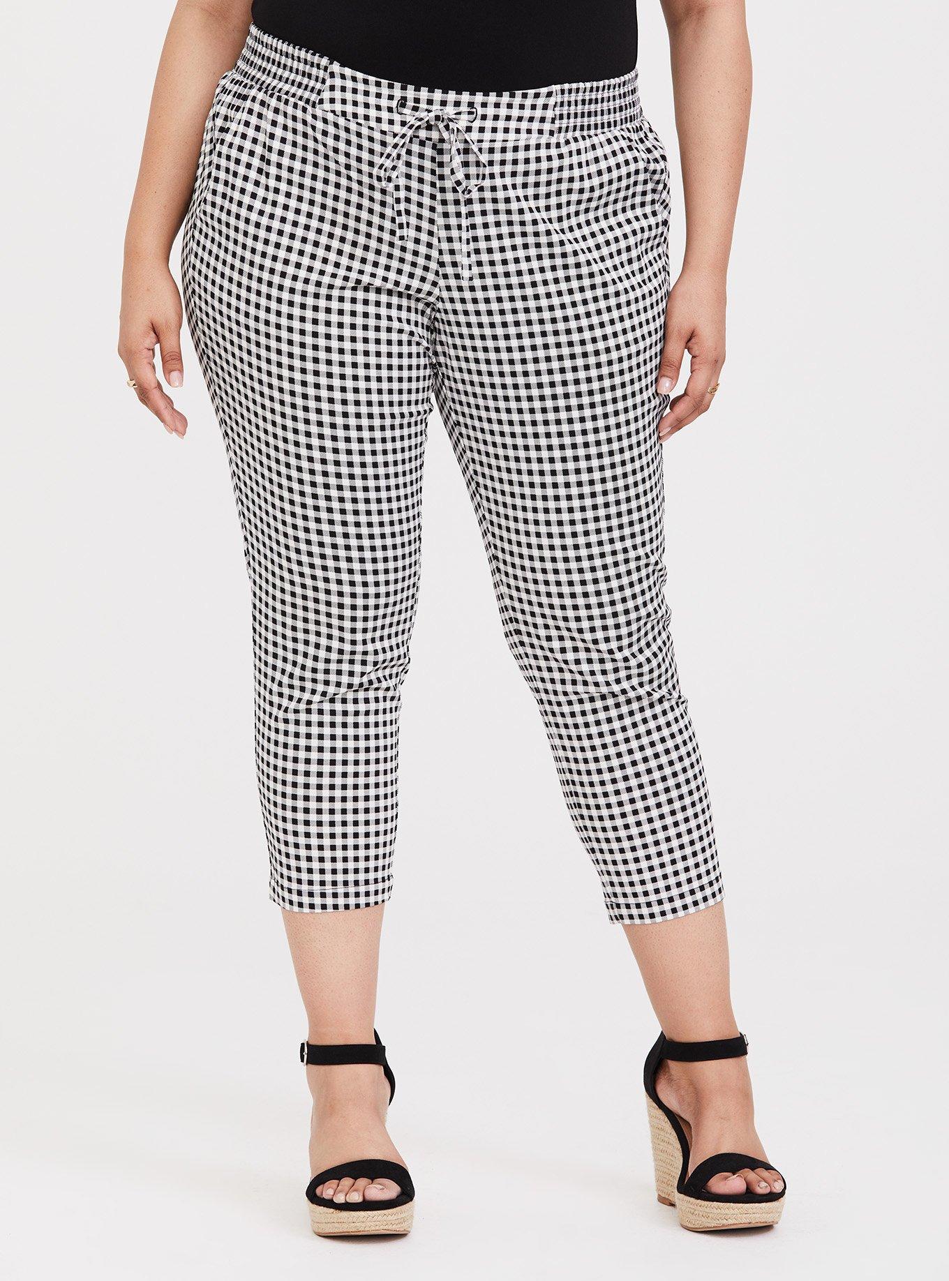 Plus Size Gingham Tie-Front Trouser, MINI GINGHAM, hi-res