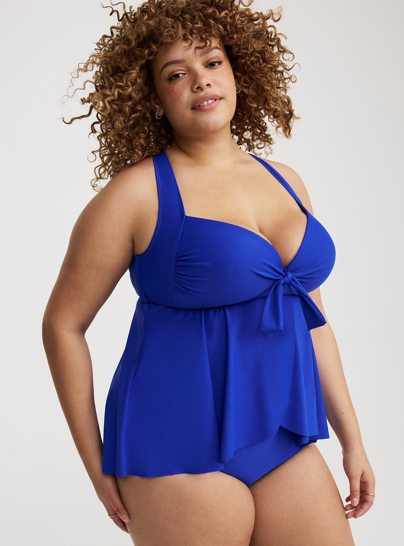 Wireless Babydoll Tie-Front Tankini