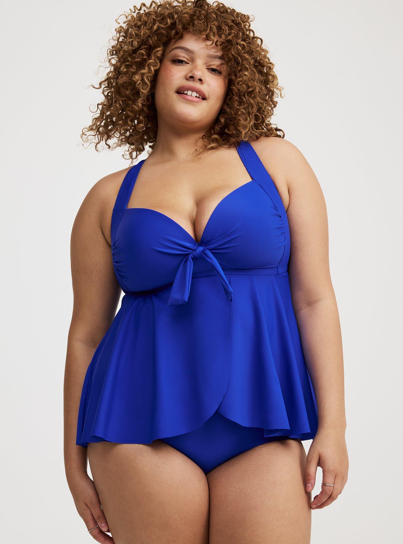 Wireless Babydoll Tie-Front Tankini