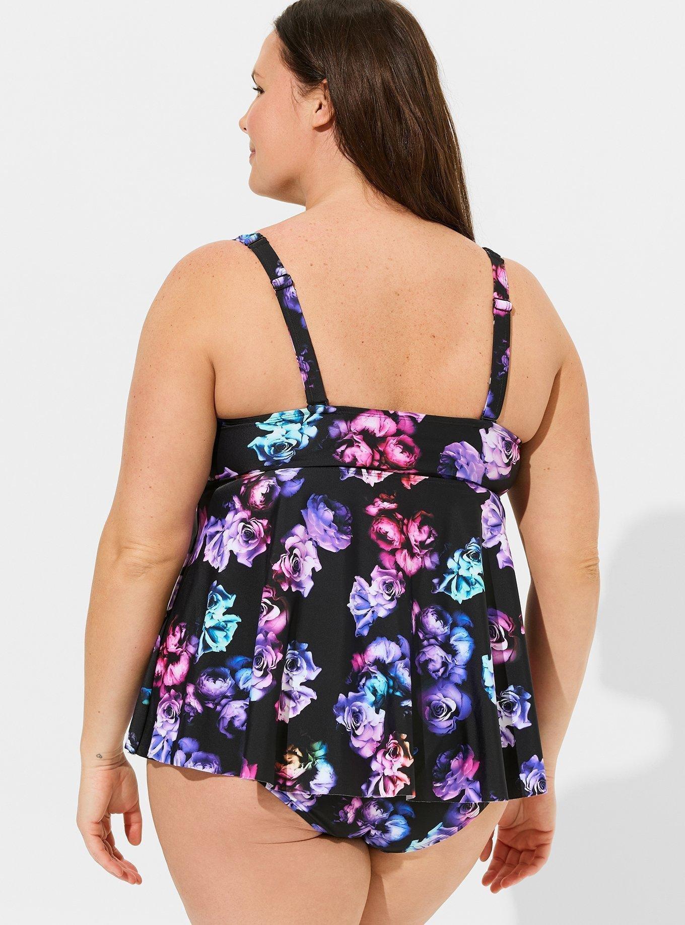 Wireless Babydoll Tie-Front Tankini