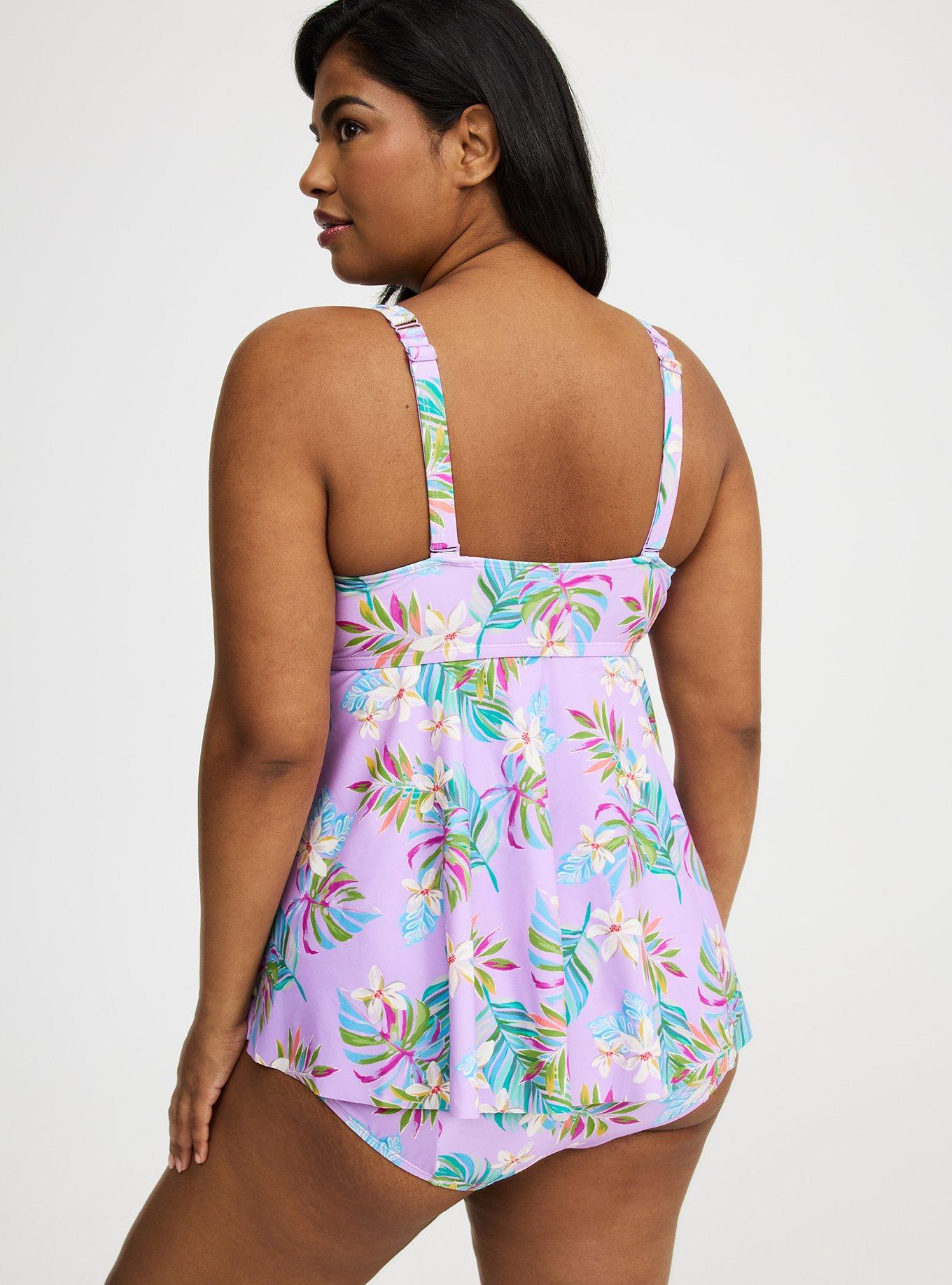 Wireless Babydoll Tie-Front Tankini
