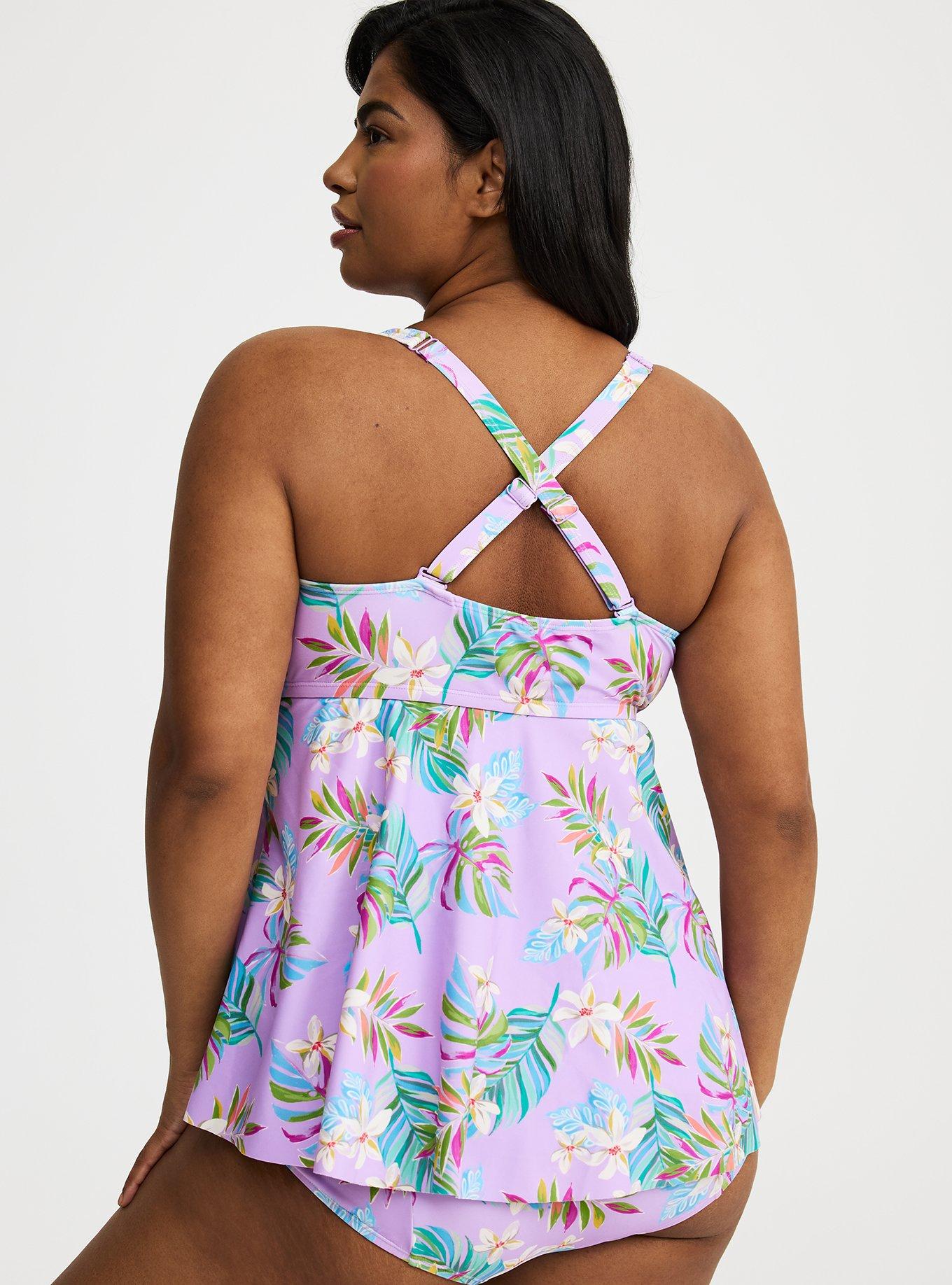 Wireless Babydoll Tie-Front Tankini
