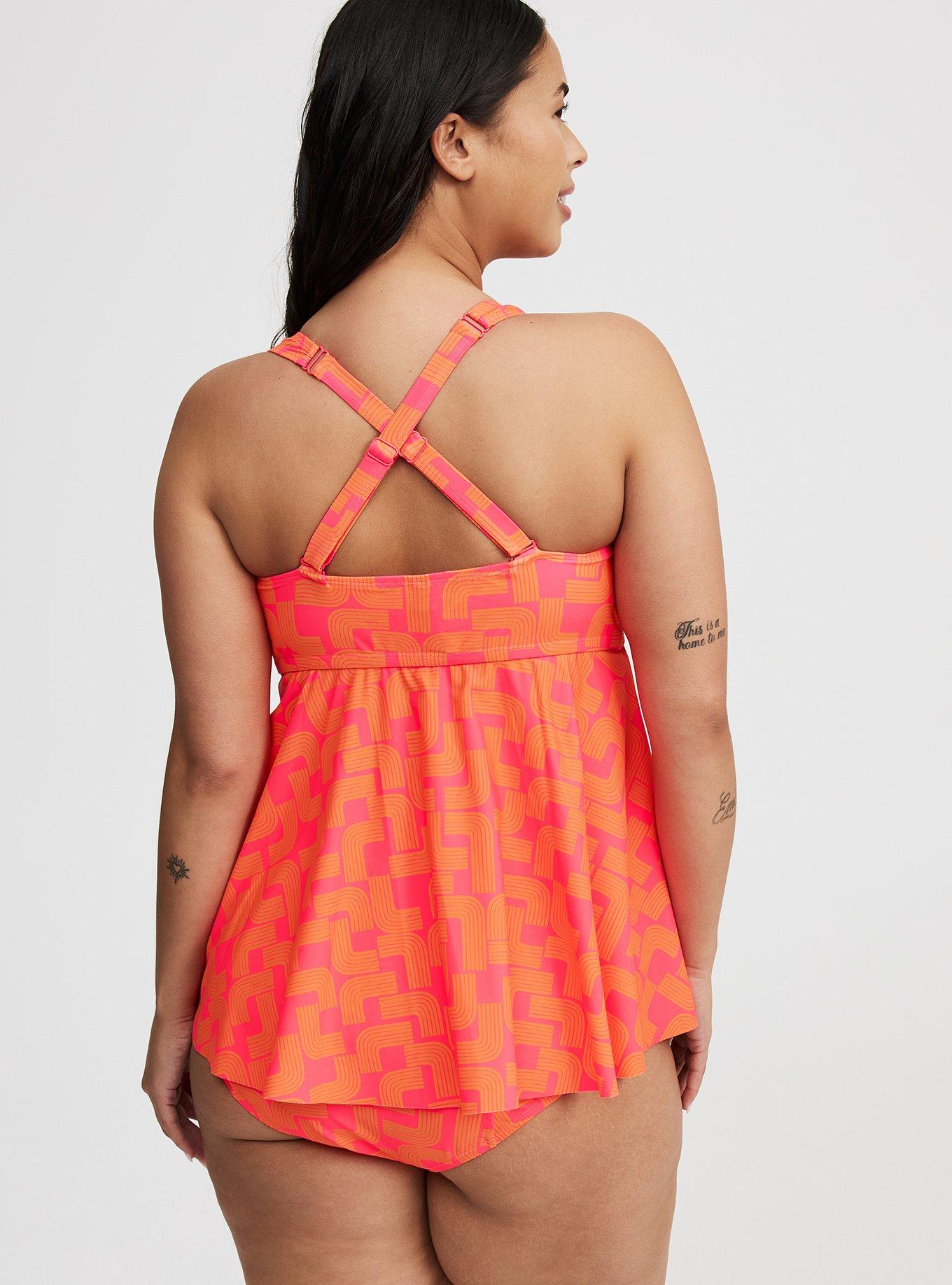 Wireless Babydoll Tie-Front Tankini