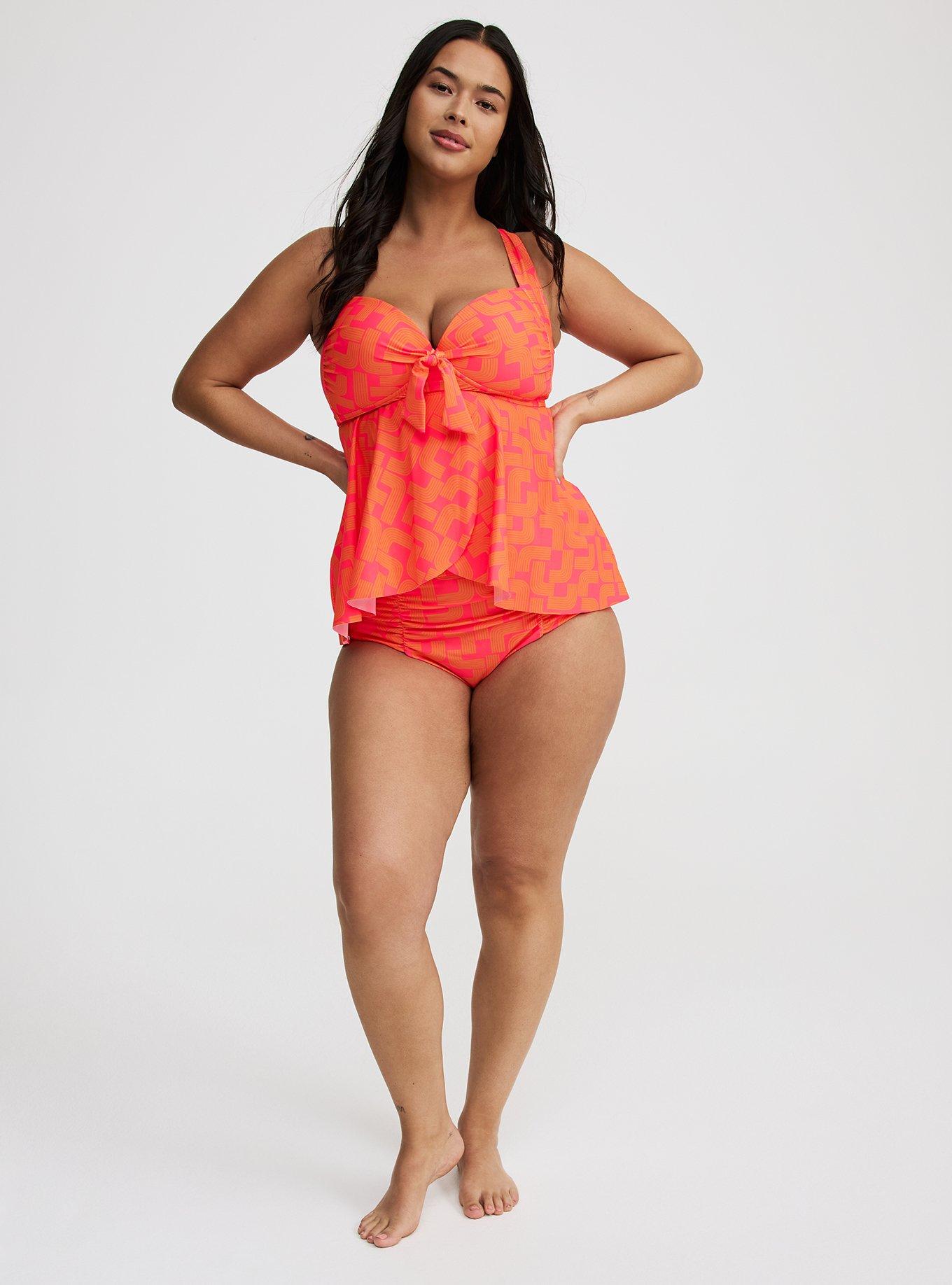 Wireless Babydoll Tie-Front Tankini