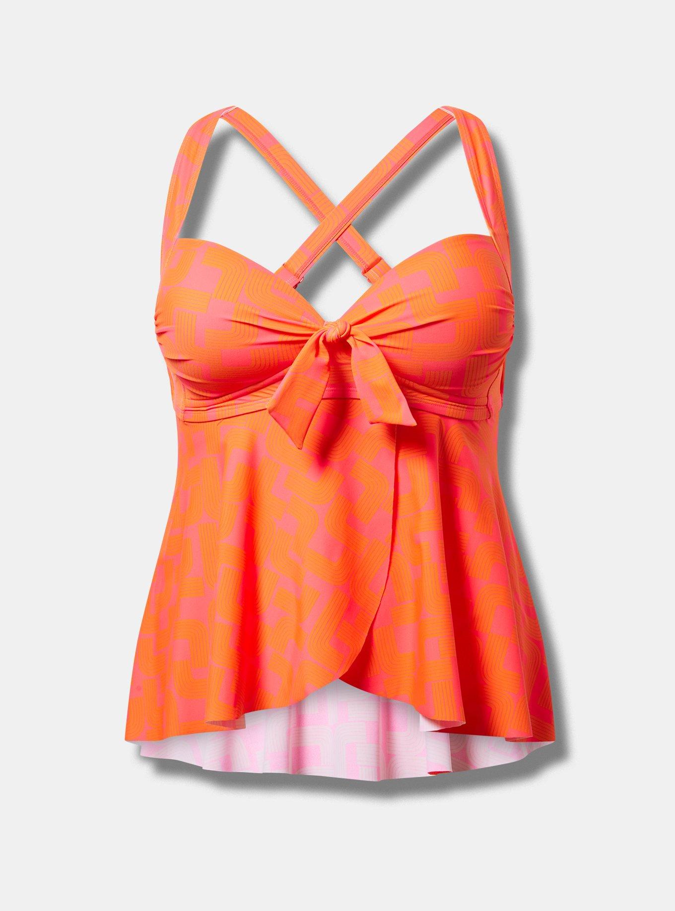 Wireless Babydoll Tie-Front Tankini