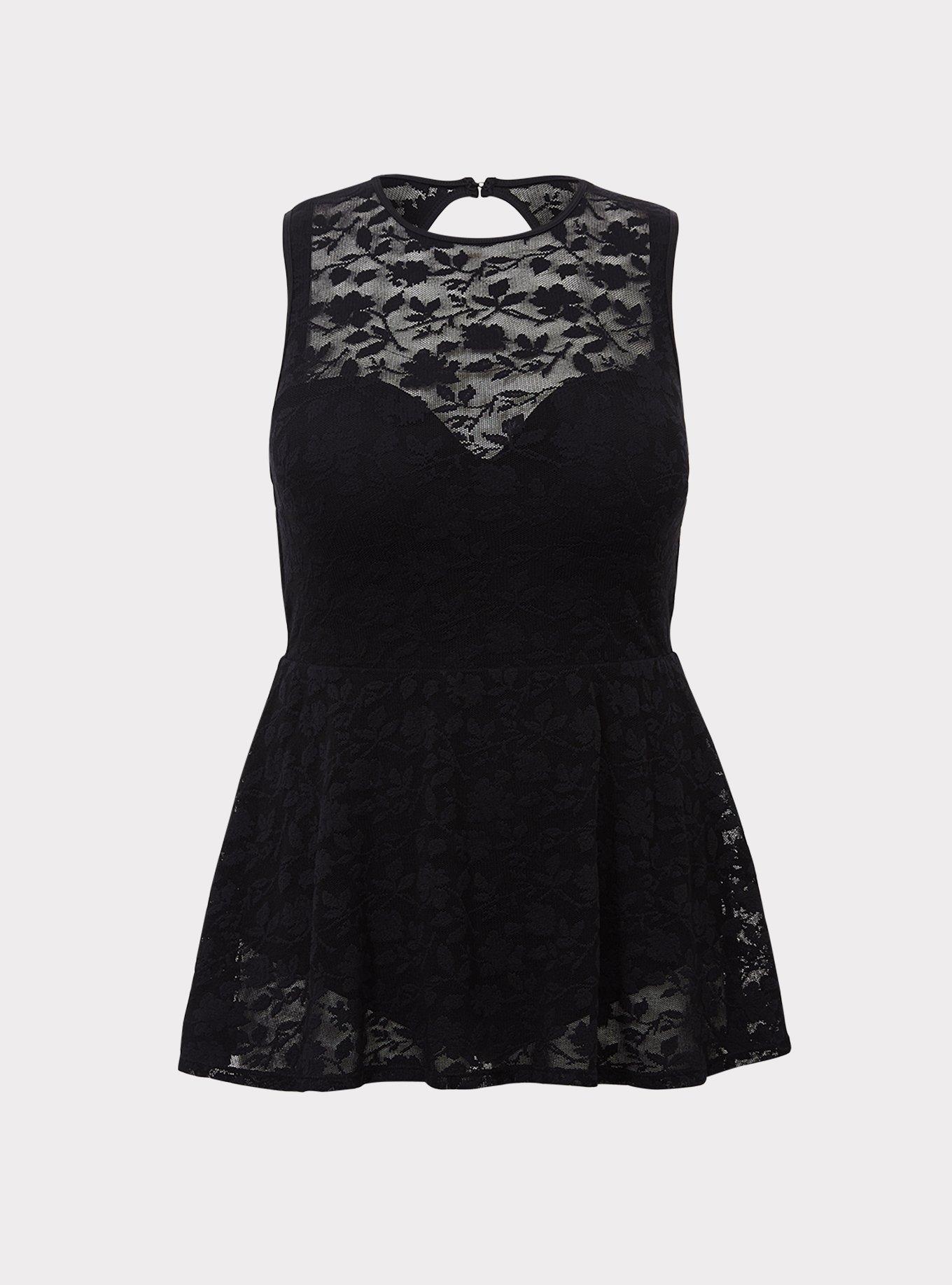 Plus Size - Black Lace Peplum Swim Dress - Torrid