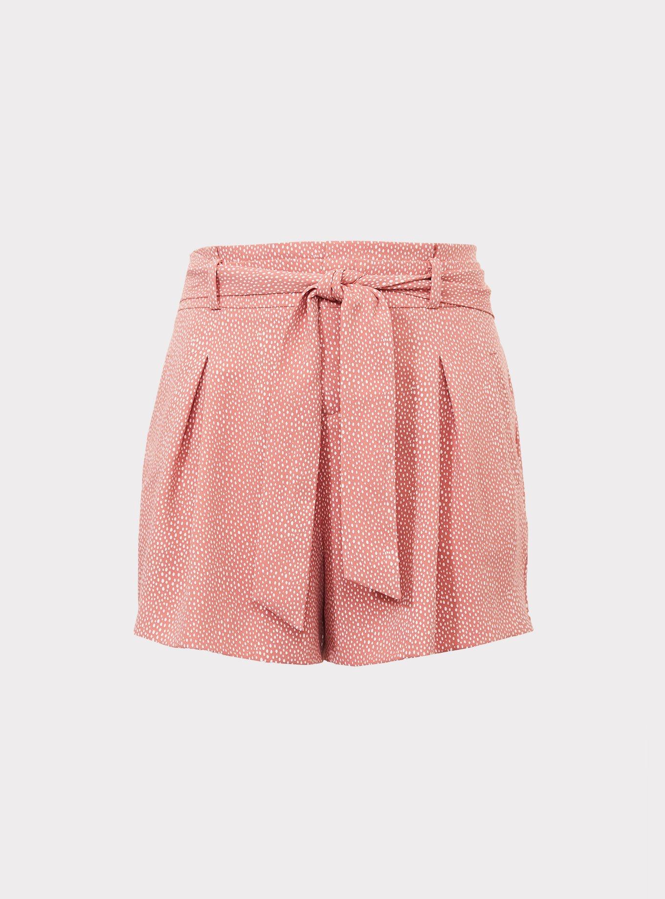 Pink Dot Tie-Front Short, DOT TEXTURE, hi-res