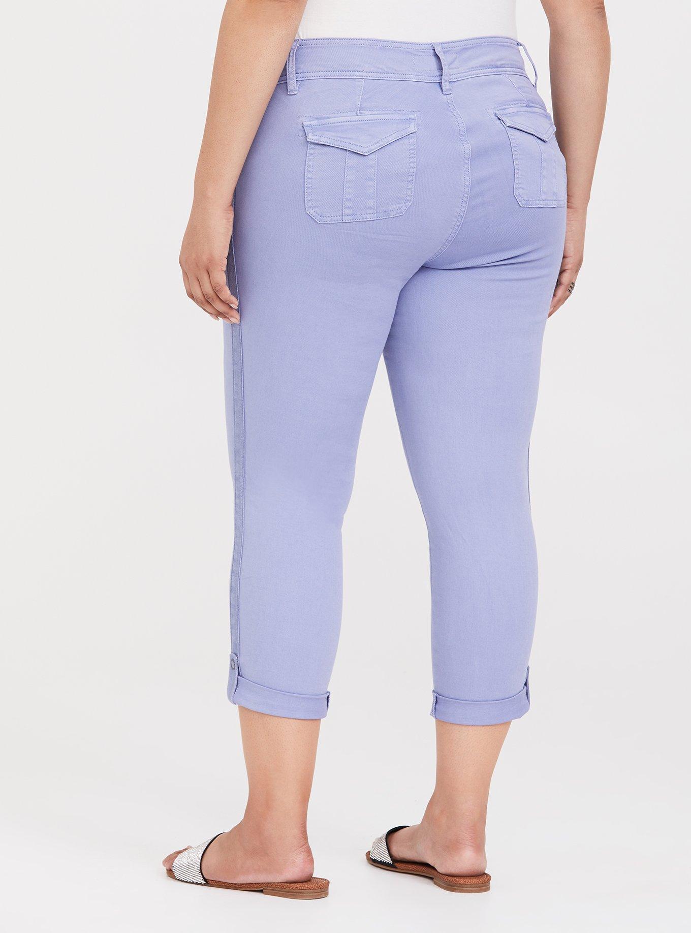 Plus Size Aviator Crop Twill Pant - Lavender Purple, PURPLE INDIGO, alternate