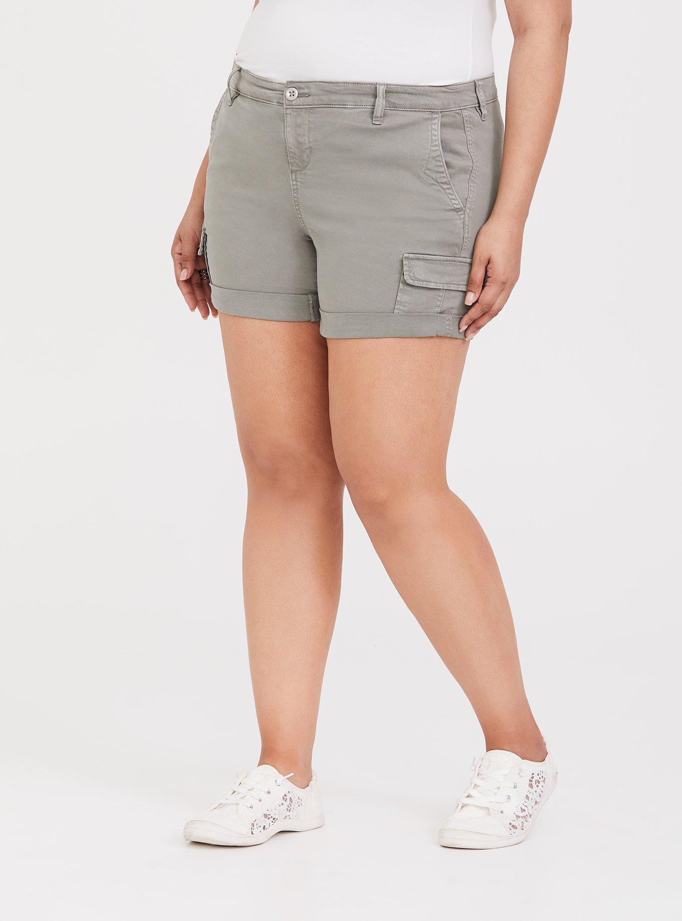 Plus Size Twill Chino Cargo Short Green Torrid