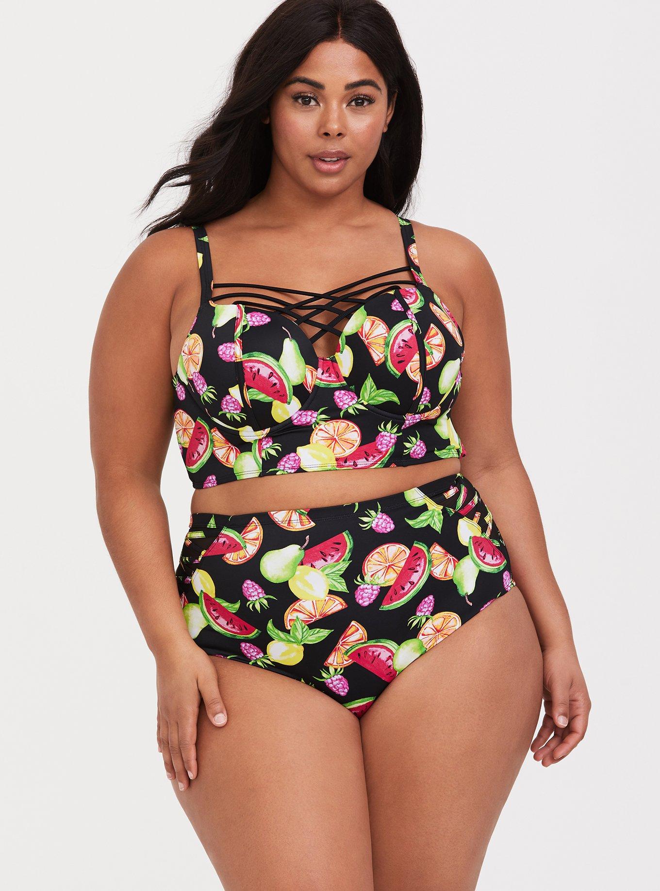 Swim, One Piece Bathing Suit With Strawberry Design 1x Plus Size