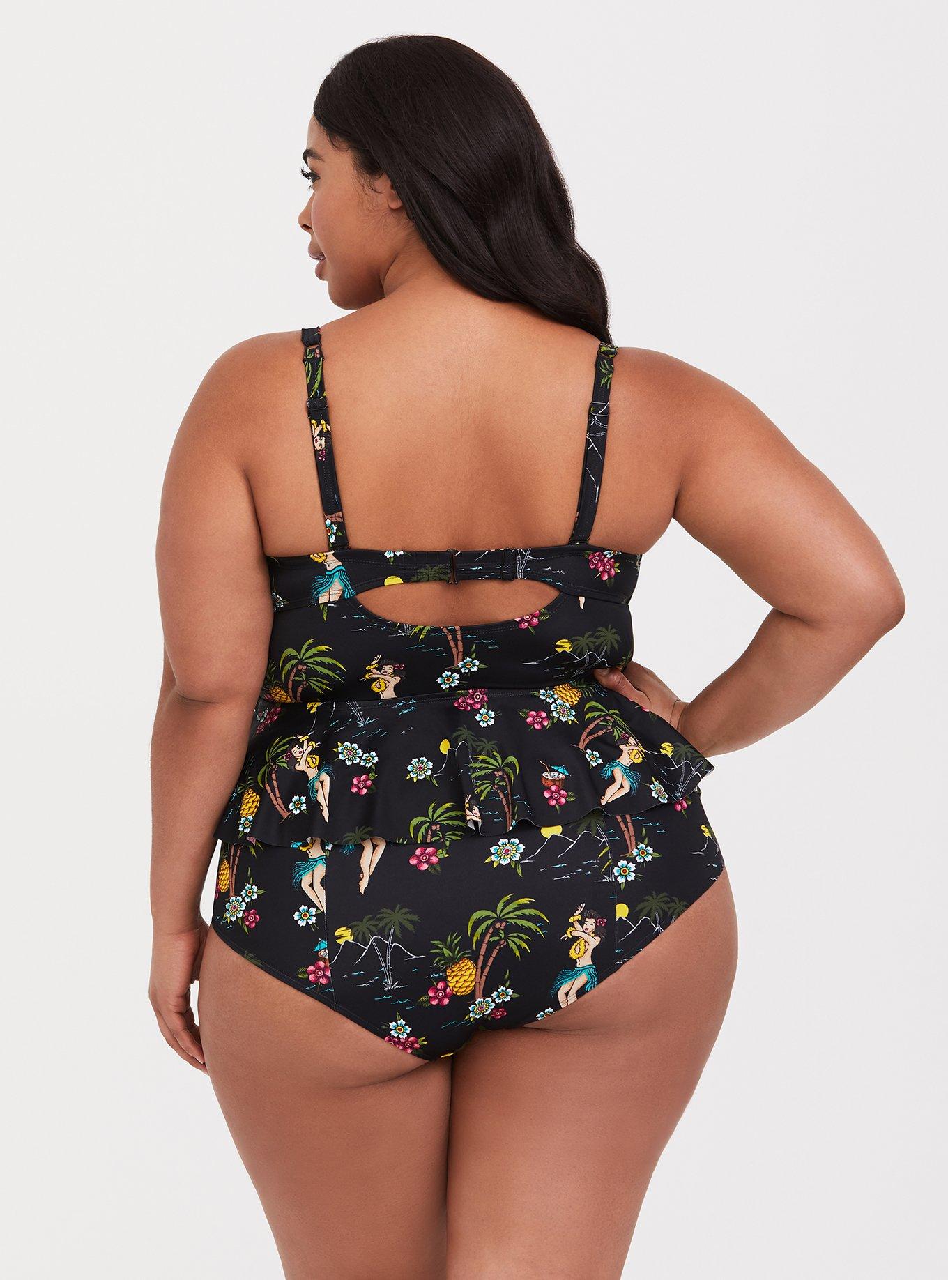 torrid, Swim, Nwt Torrid Wireless Peplum One Piece Swimsuit Black 3x