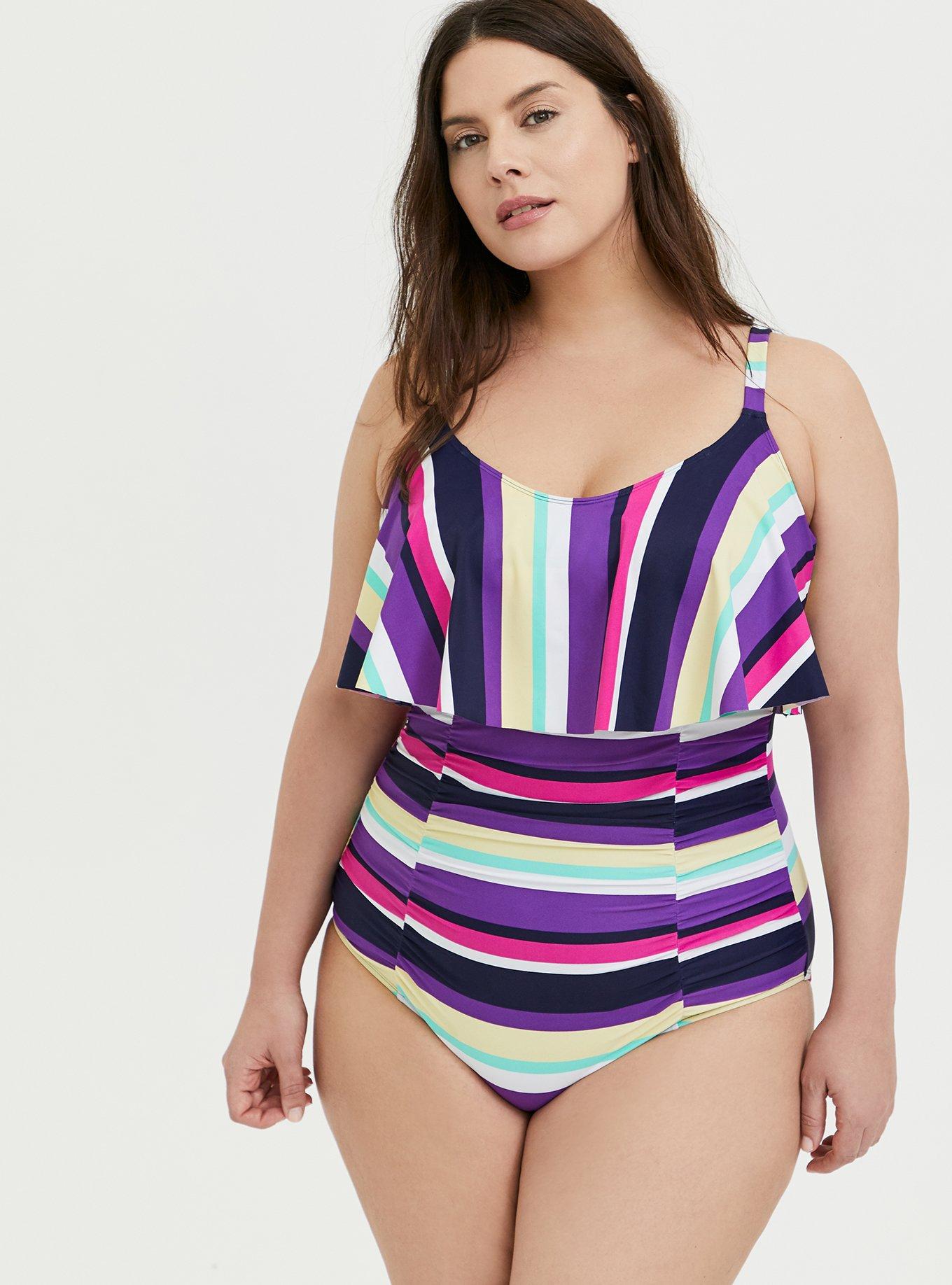 Plus Size Wireless Straight Flounce One Piece Swimsuit Torrid