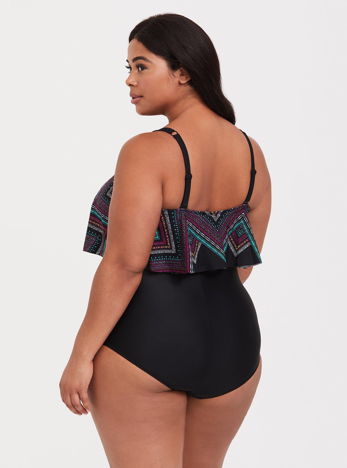 Flounce one piece store swimsuit plus size