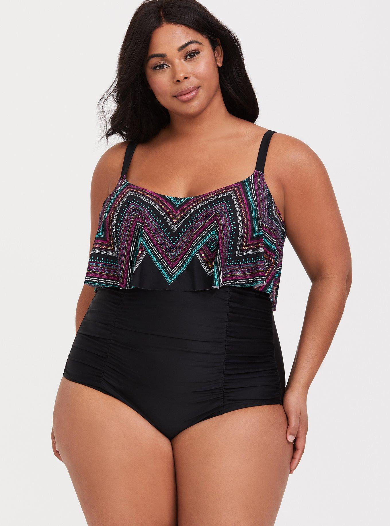 Flounce one piece swimsuit plus size sale