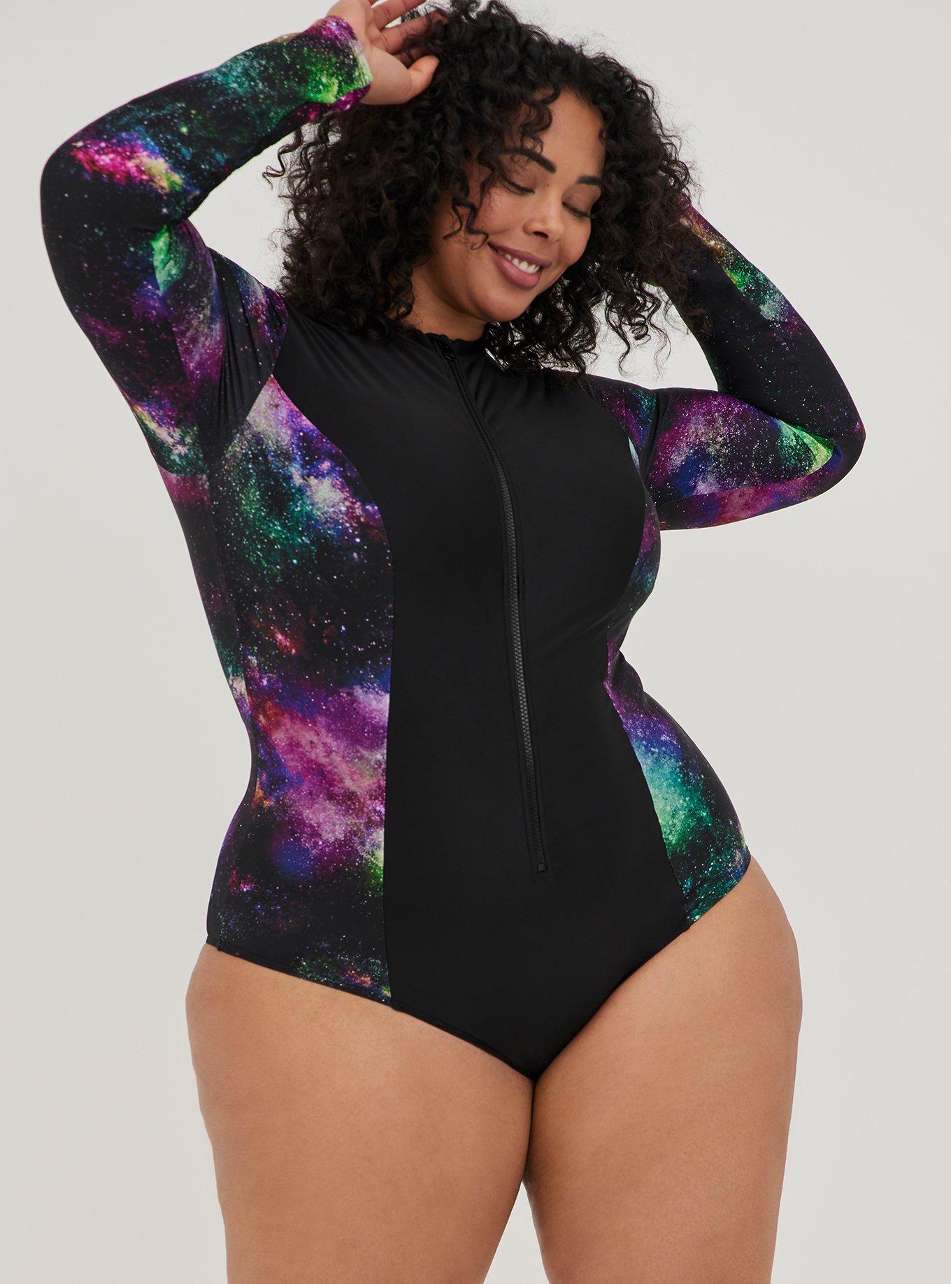 Plus Size - Wireless Long Sleeve Rashguard One Piece Swimsuit - Torrid