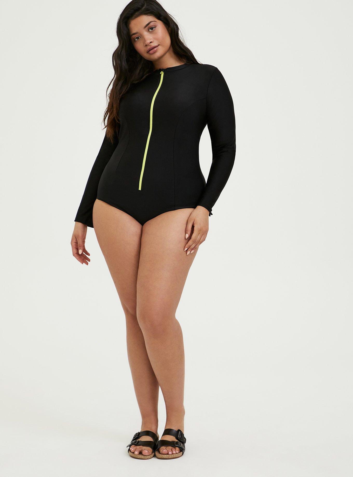 Plus Size - Black Mesh Long Sleeve Swim Shirt - Torrid