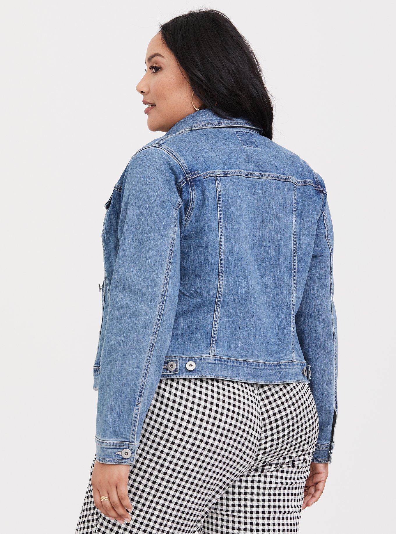 Plus Size Denim Jacket - Medium Wash, , alternate
