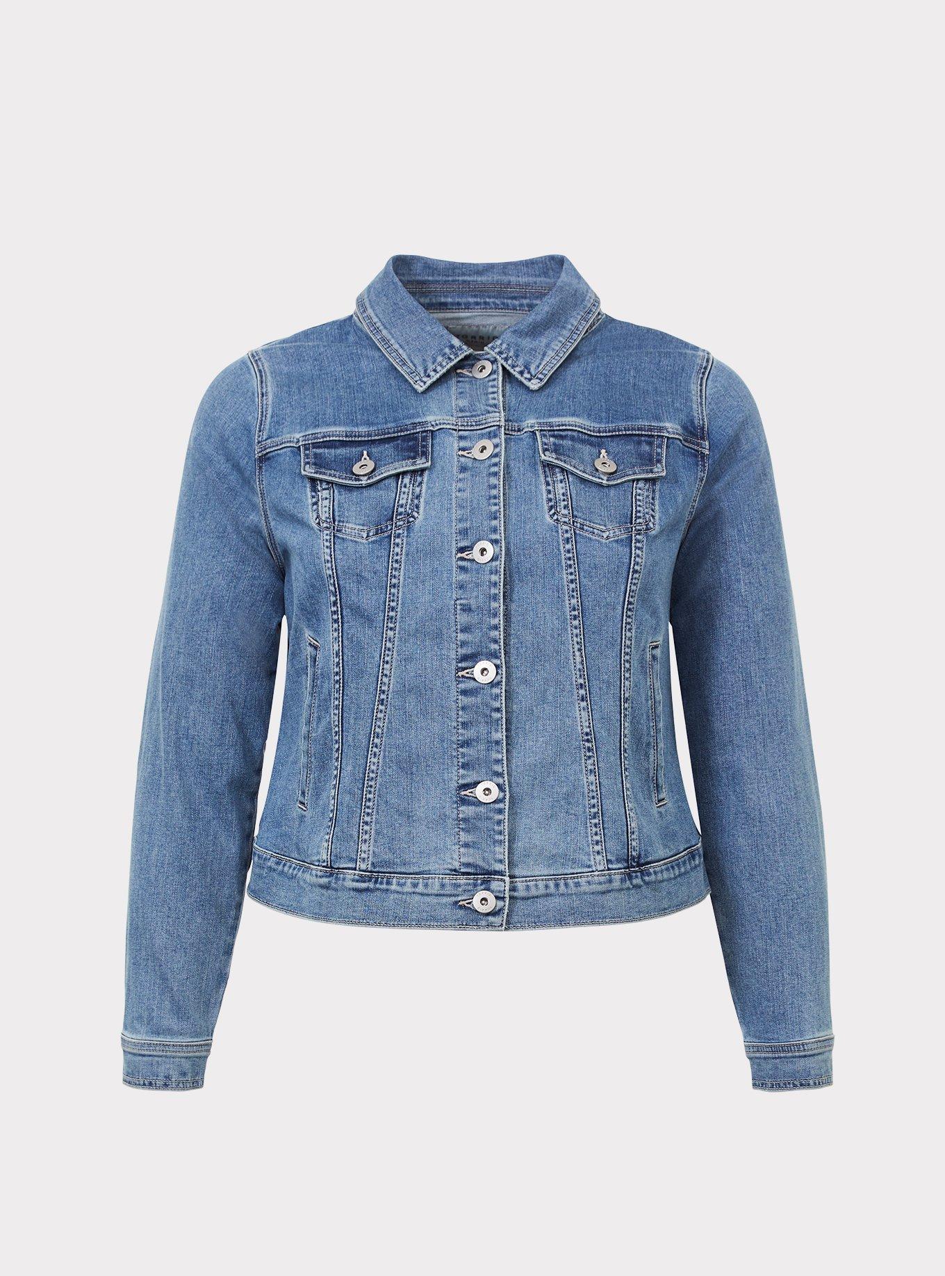 Plus Size Denim Jacket - Medium Wash, , hi-res