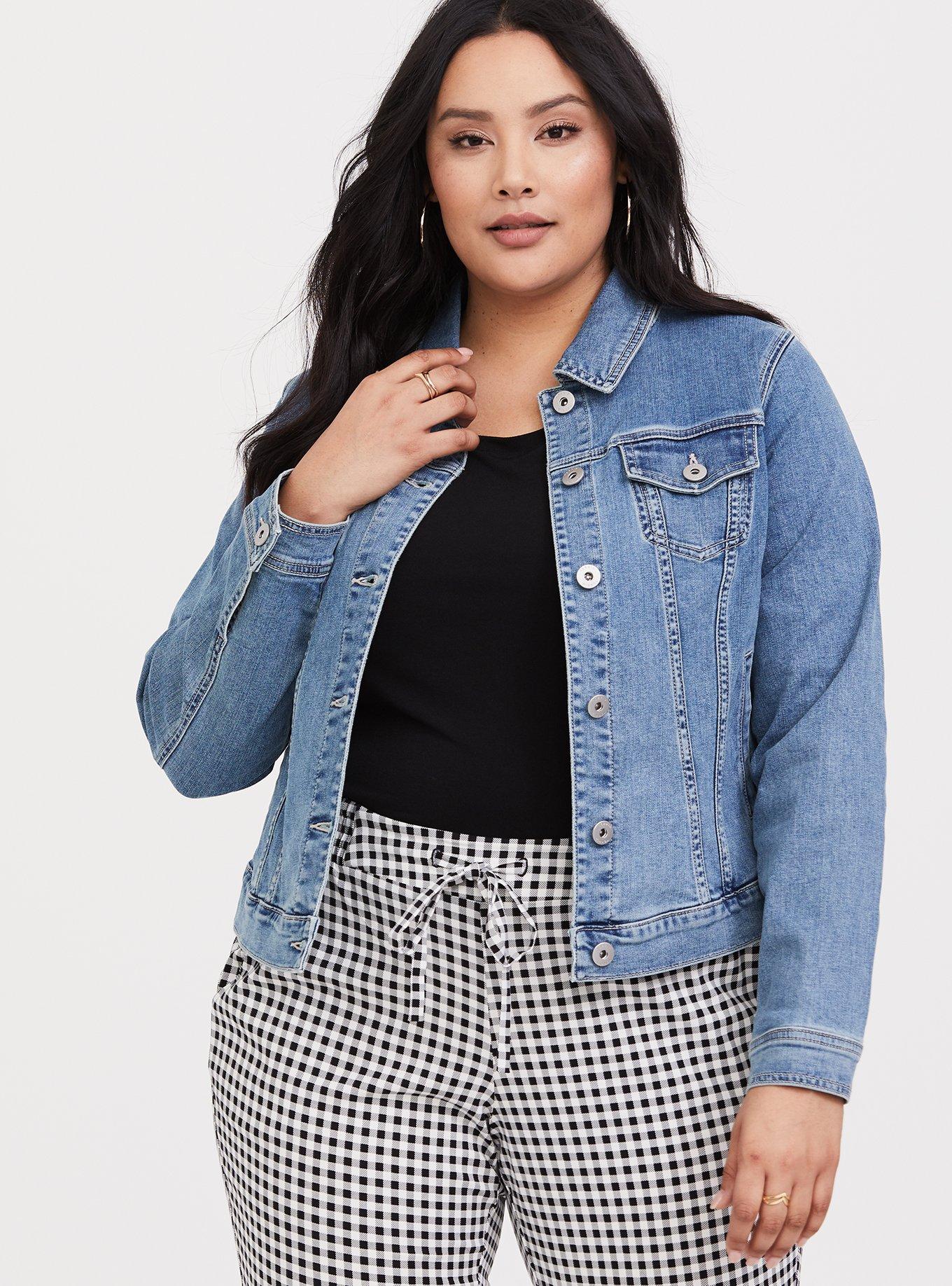 Plus Size Denim Jacket - Medium Wash, , hi-res