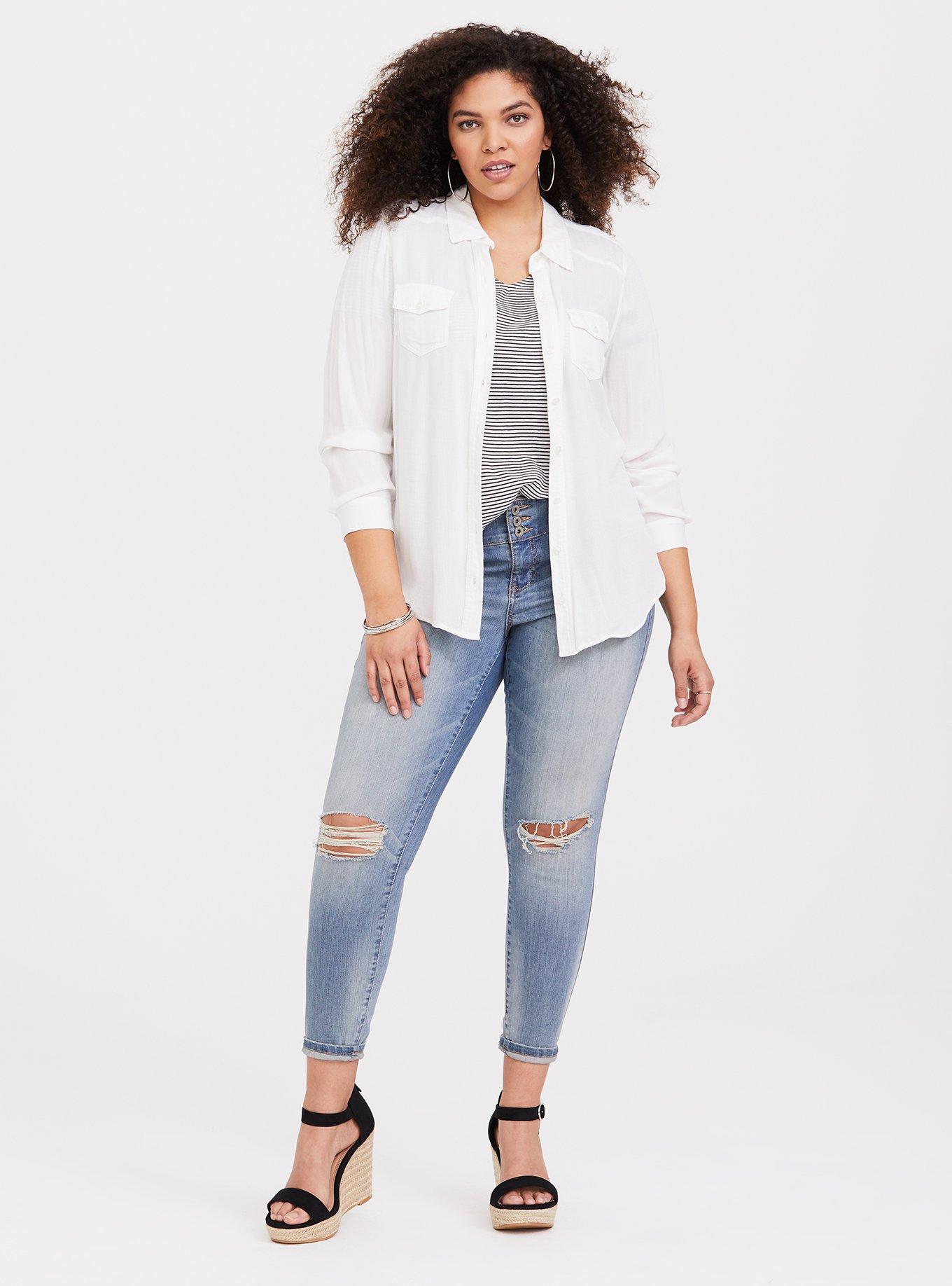 Black & White Stripe V-Neck Tee, STRIPE, alternate