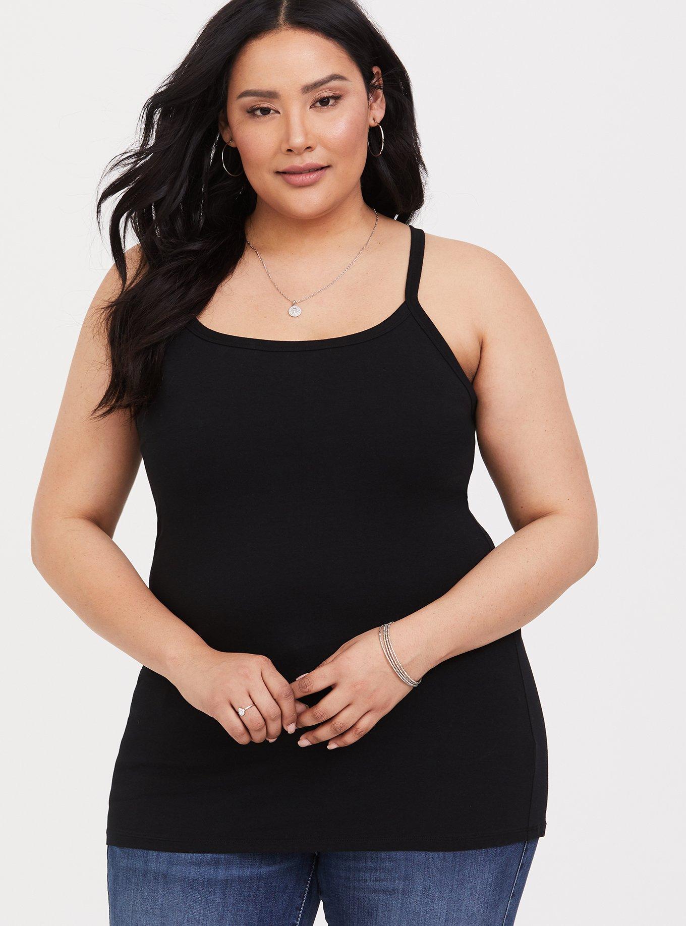 Buy SHAPERX Women's Organic Cotton Camisole Tank Top with Built-in Shelf  Bra Plus Size Pack of 1 (2XL, Black) at