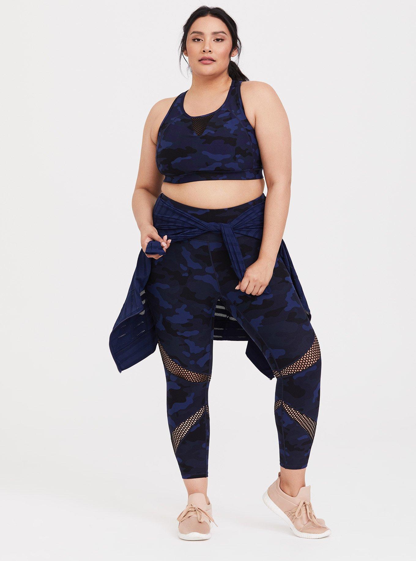 Navy Camo Mesh Wicking Sports Bra, CAMO, alternate