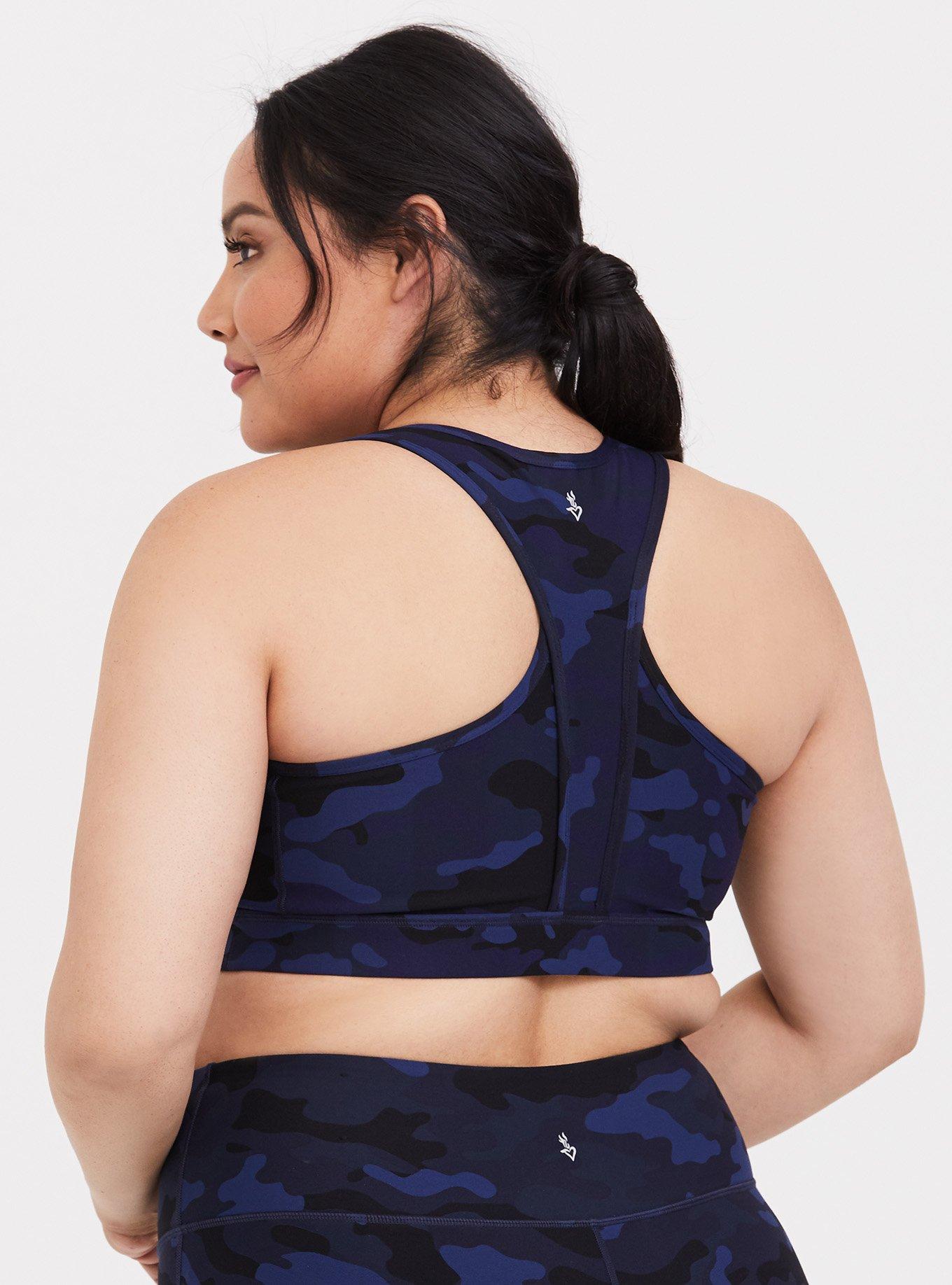 Navy Camo Mesh Wicking Sports Bra, CAMO, alternate