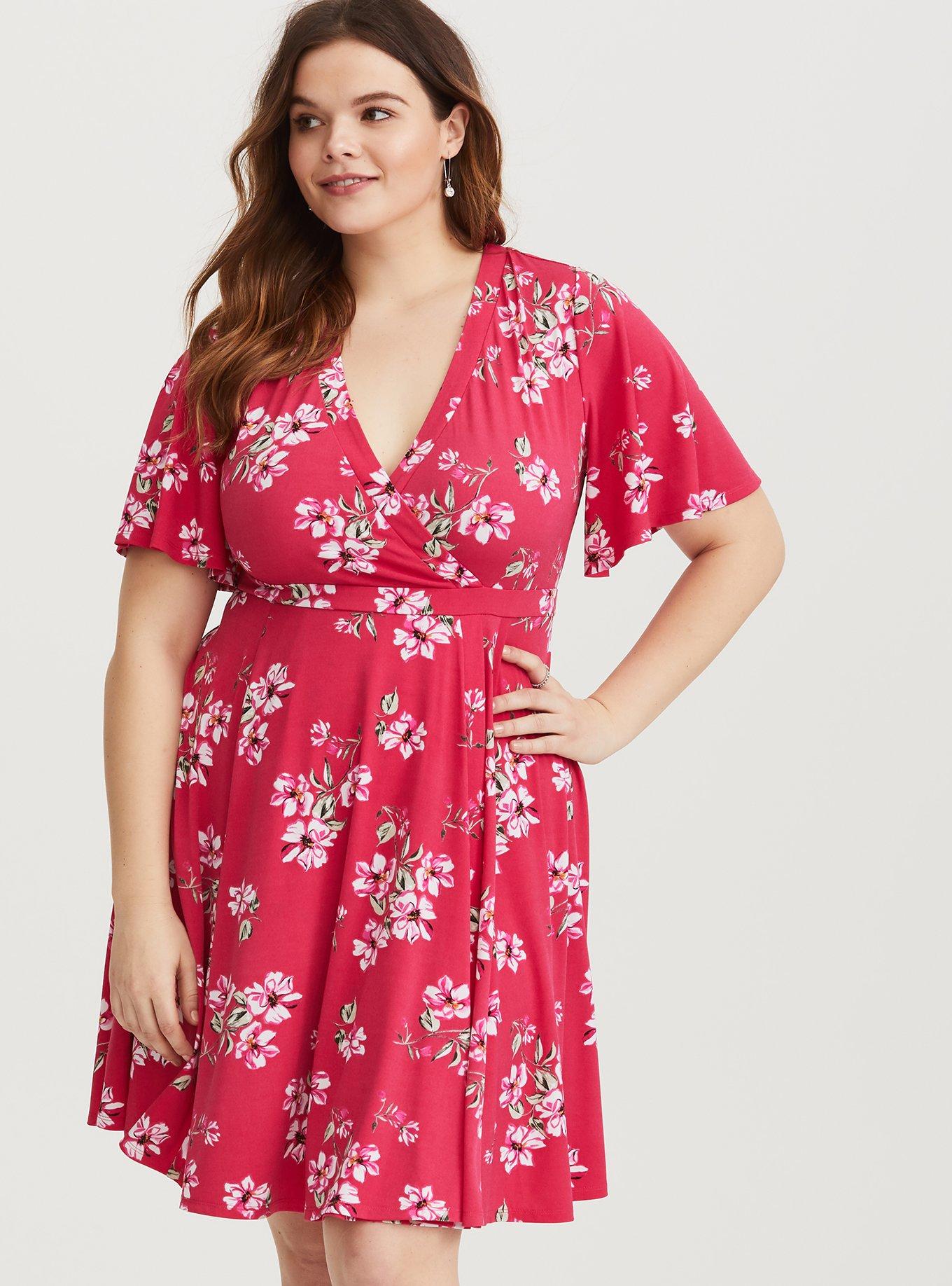 Plus Size - Mini Studio Knit Faux Wrap Dress - Torrid