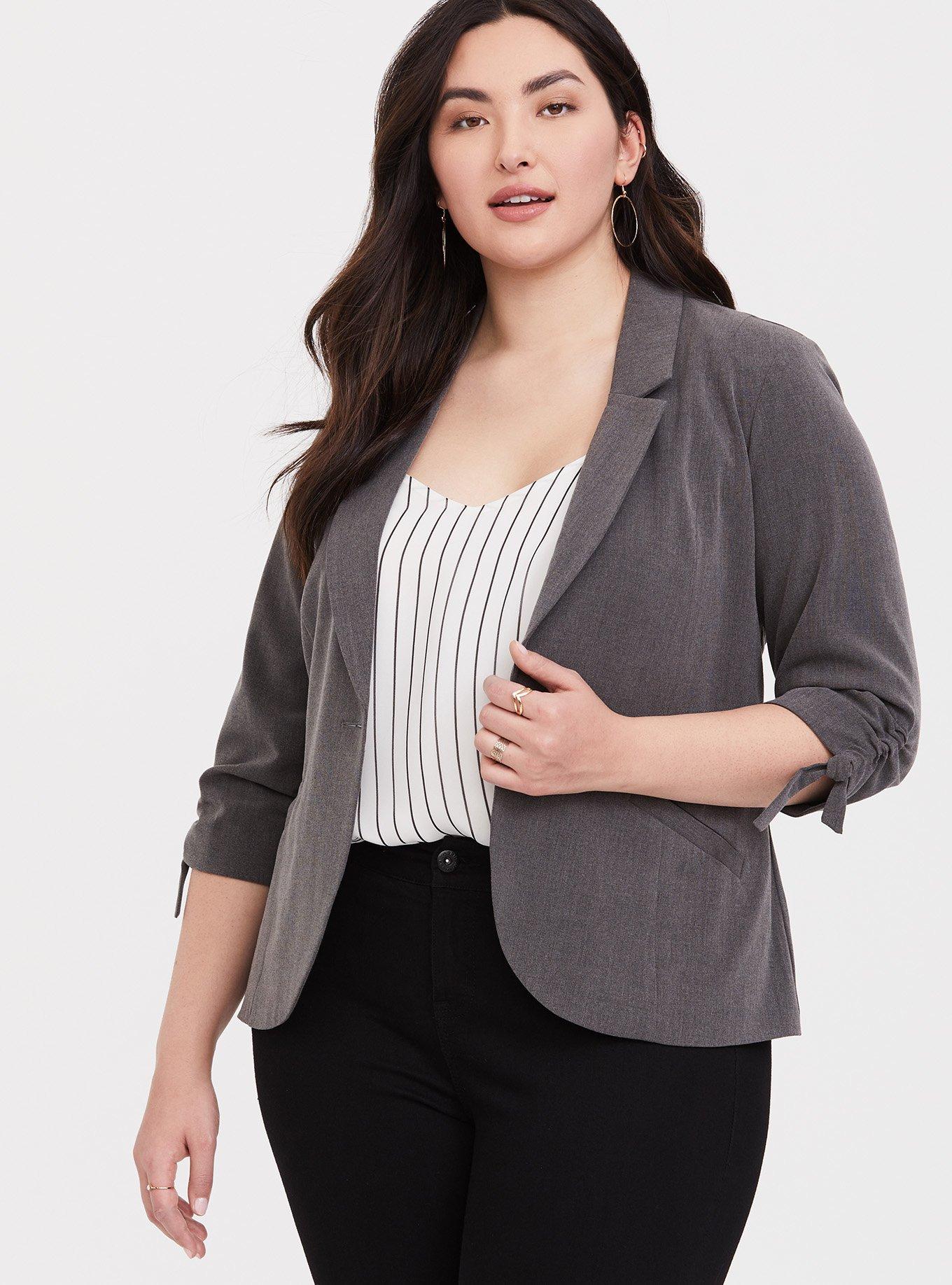 Plus size 2024 grey blazer