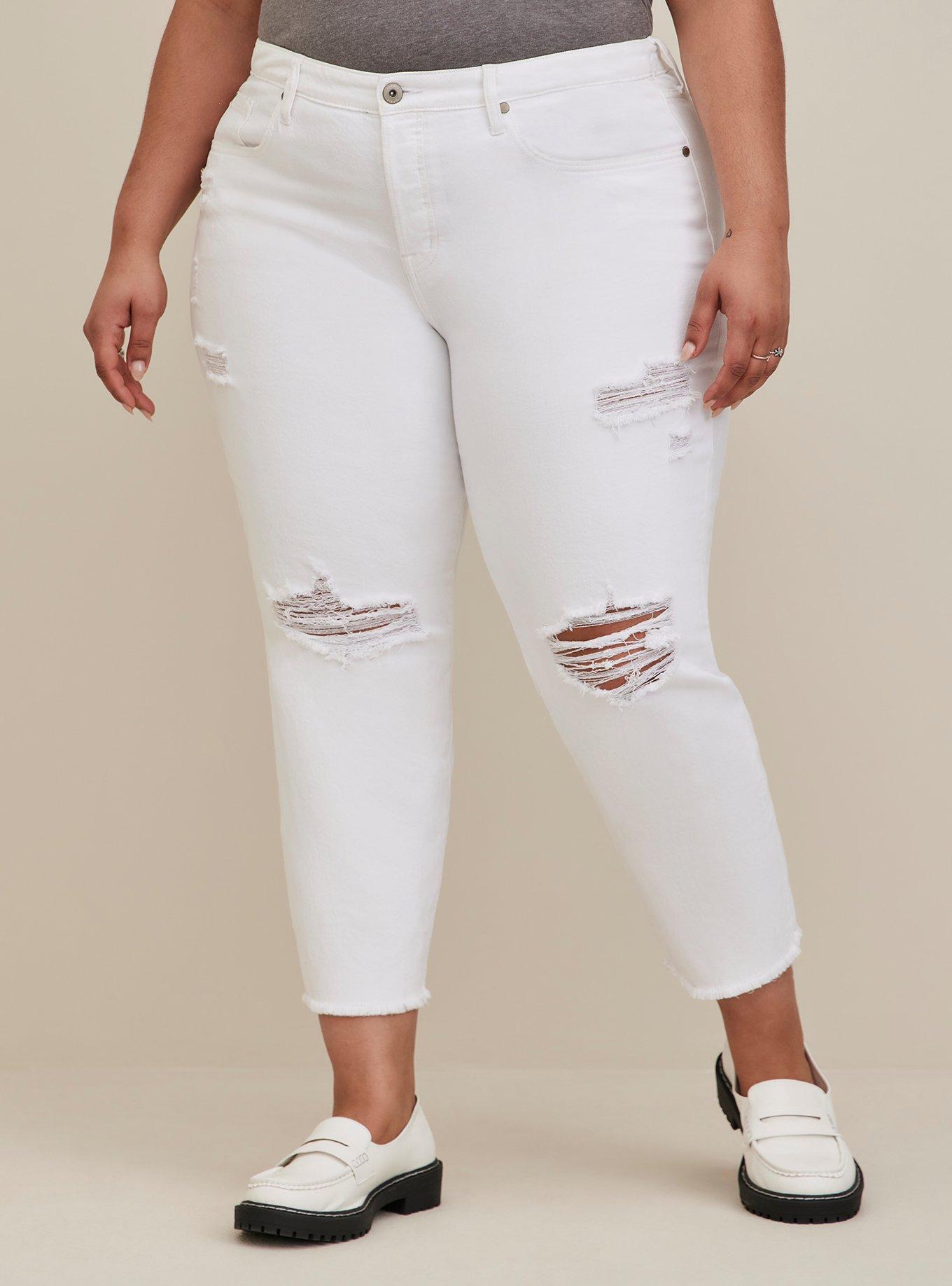 Slim Straight Ankle Jeans In Short Inseam In Curves 360 Denim With Side  Slit - Optic White White