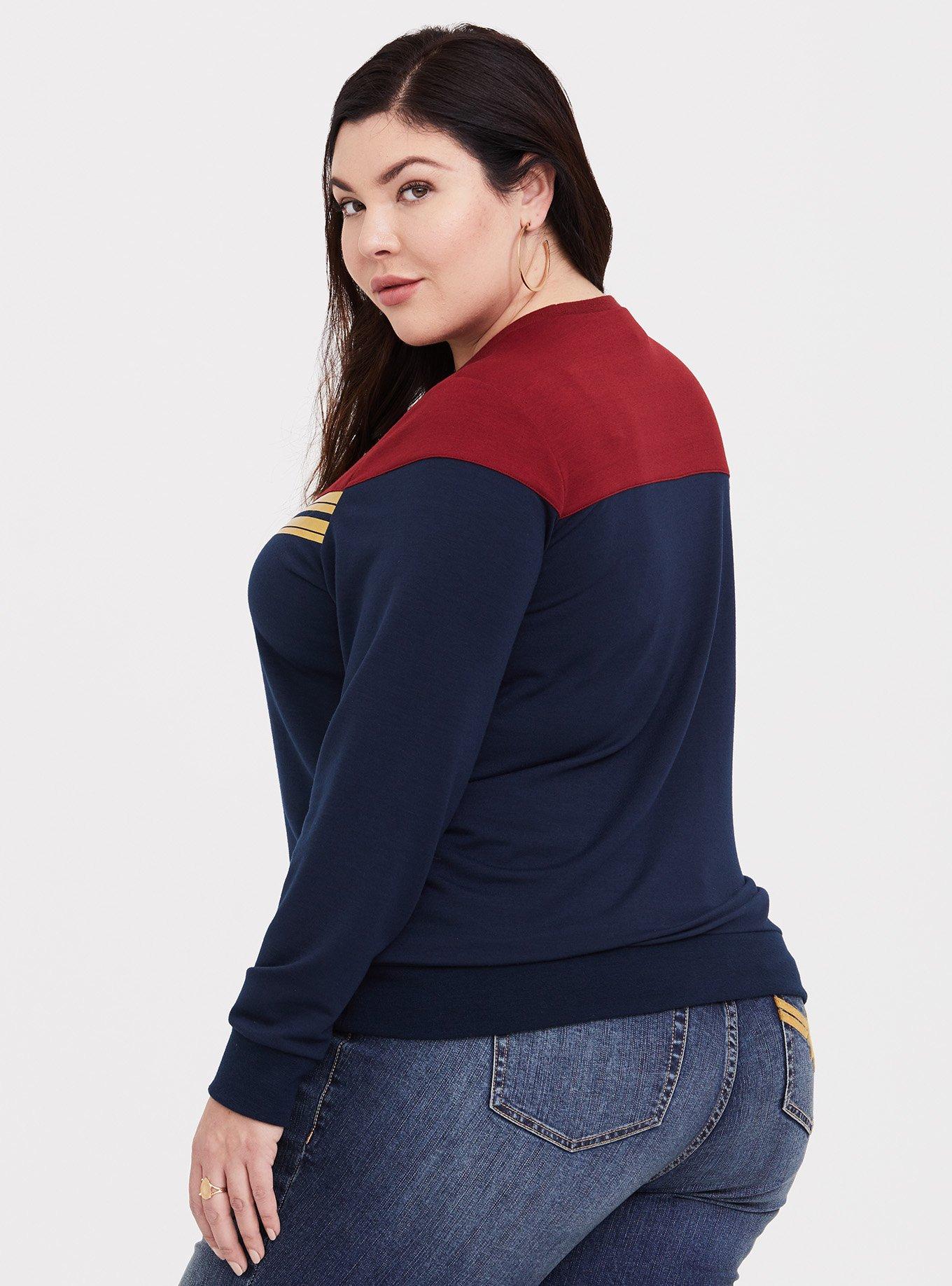 Plus Size - Her Universe DC Comics Wonder Woman Red & Blue Zip Hoodie -  Torrid