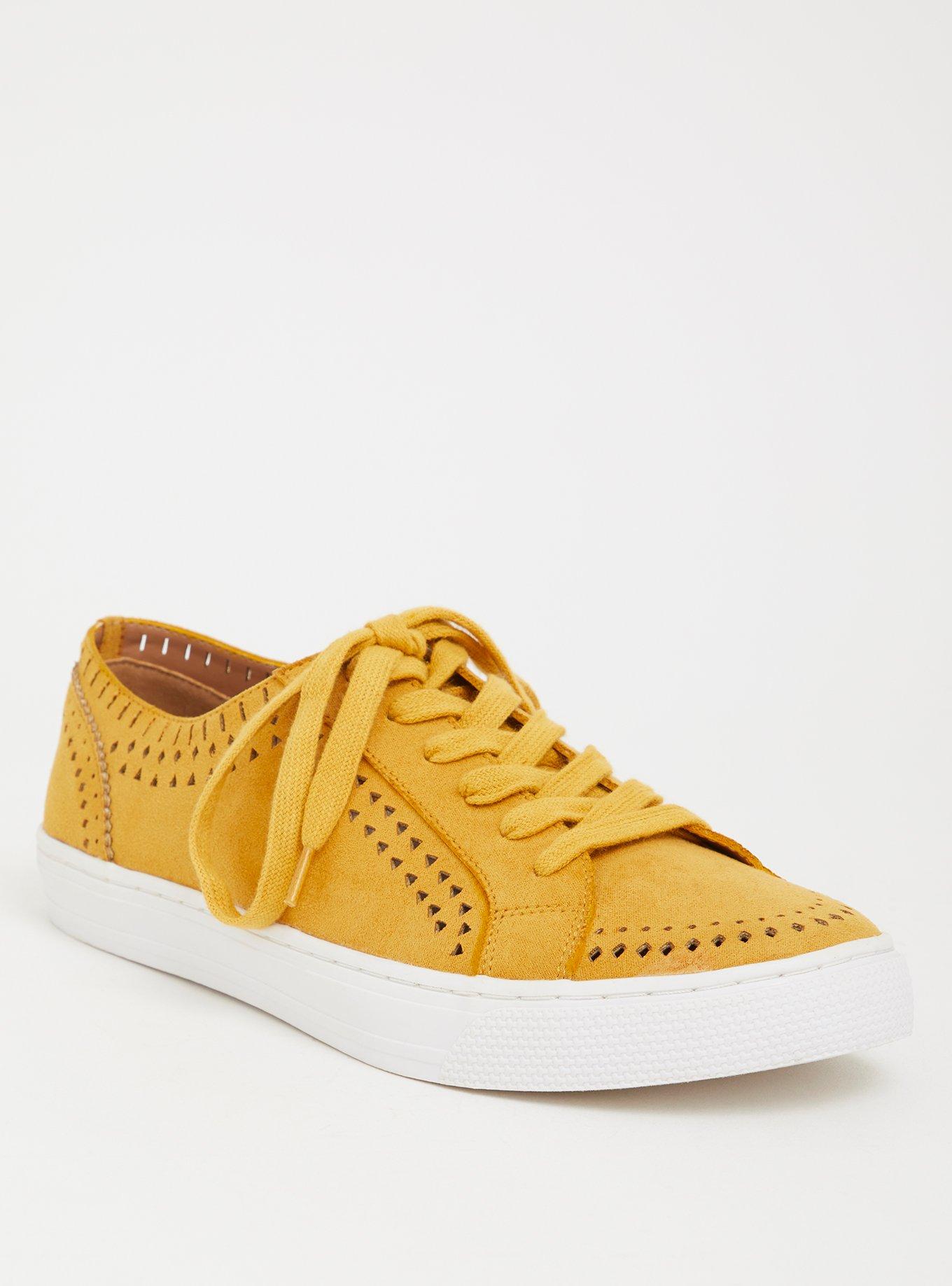 Mustard Perforated Sneaker (Wide Width), YELLOW, hi-res