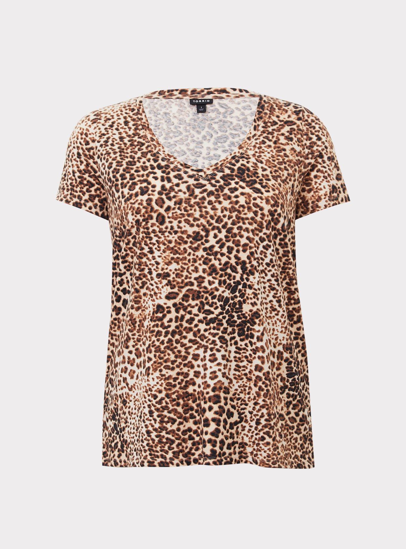 Plus Size - Leopard Print V-Neck Classic Fit Tee - Torrid