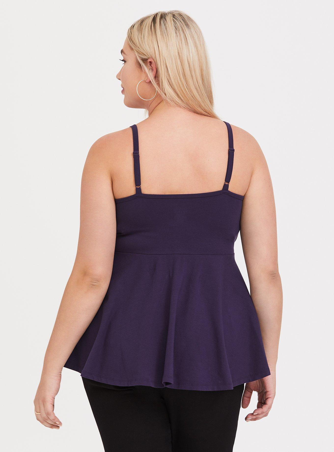 Foxy V-Neck Peplum Cami, MULLED CURRANT, alternate