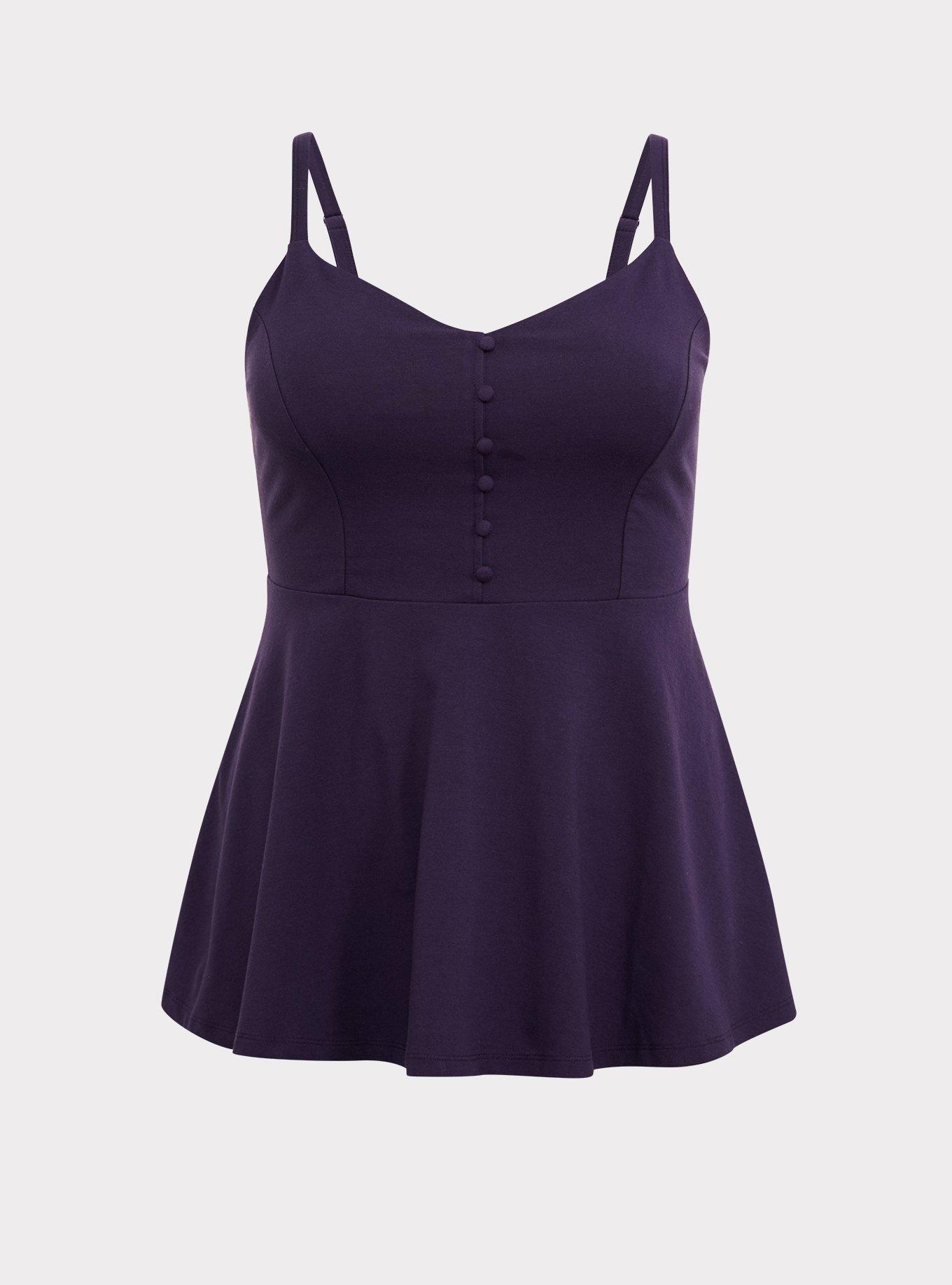 Foxy V-Neck Peplum Cami, MULLED CURRANT, hi-res