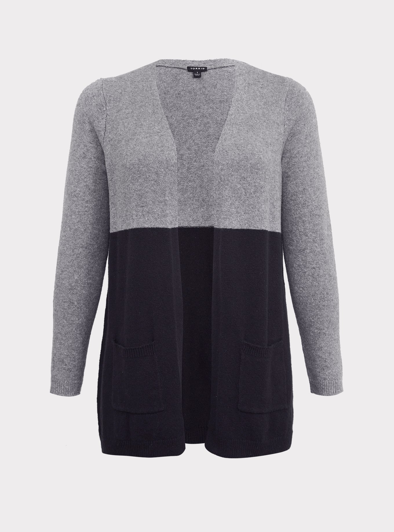 Grey & Black Colorblock Cardigan, , hi-res