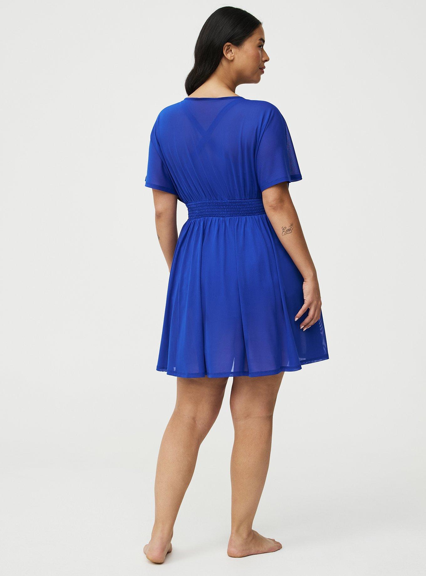 Chiffon Smocked Waist Cover-Up Dress, ELECTRIC BLUE CO SWIM, alternate
