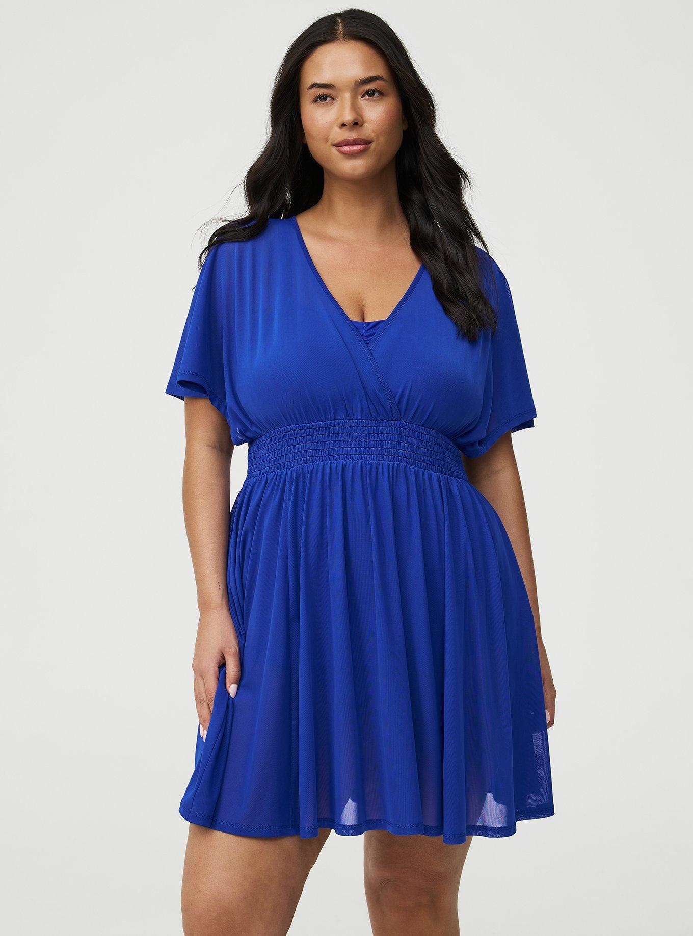 Chiffon Smocked Waist Cover-Up Dress, ELECTRIC BLUE CO SWIM, alternate