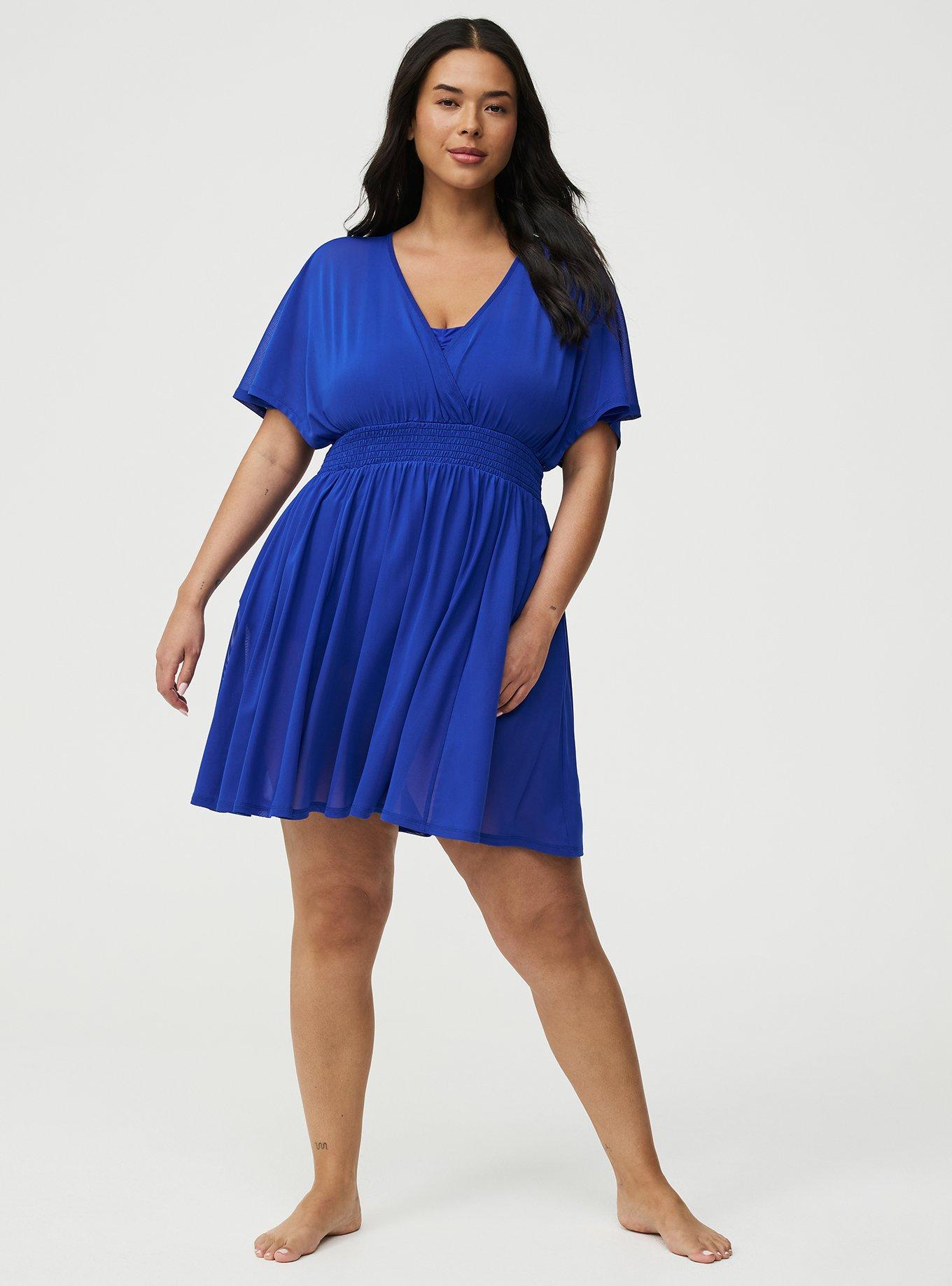 Chiffon Smocked Waist Cover-Up Dress, ELECTRIC BLUE CO SWIM, alternate