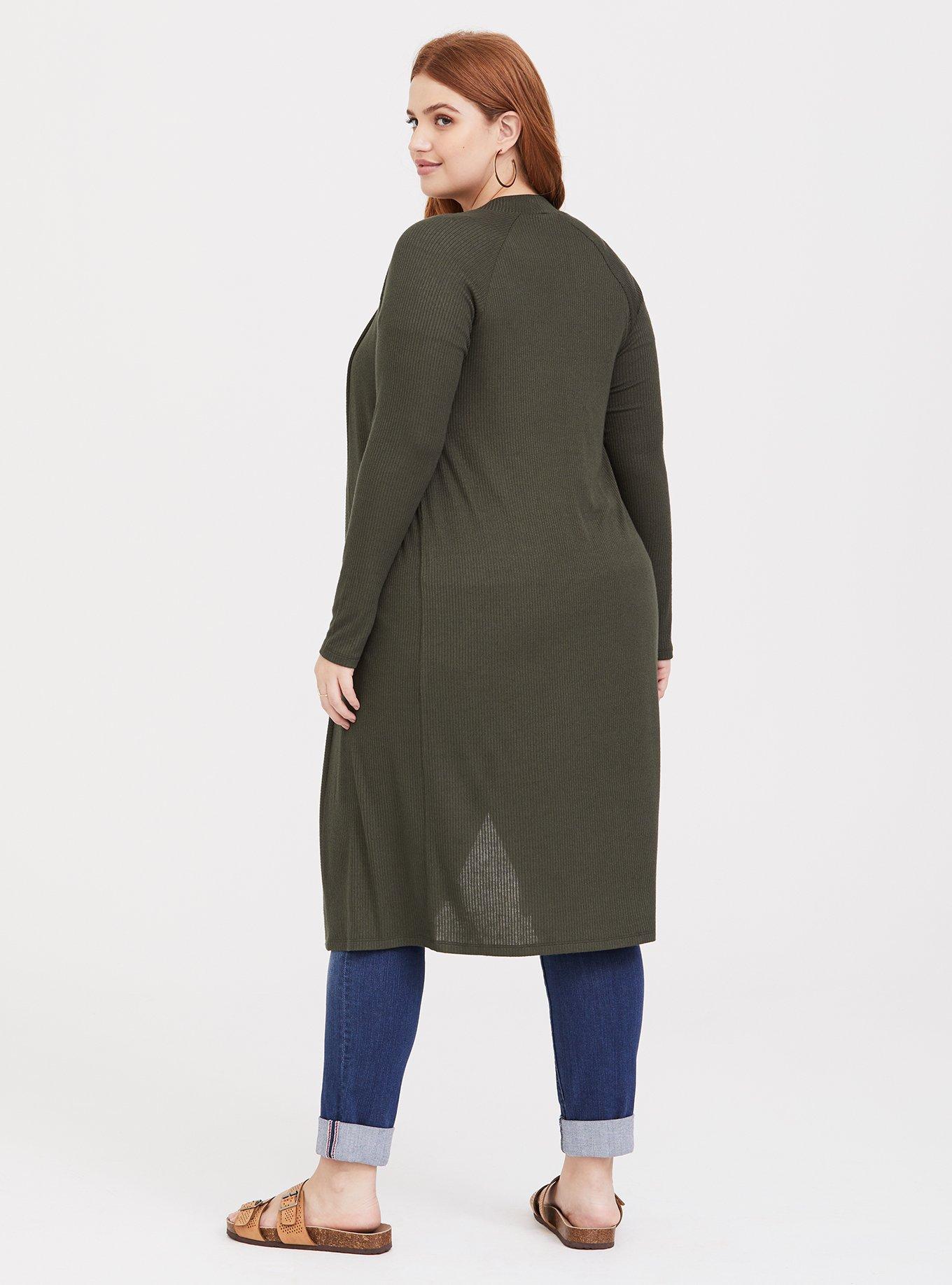 Olive Ribbed Duster, DEEP DEPTHS, alternate