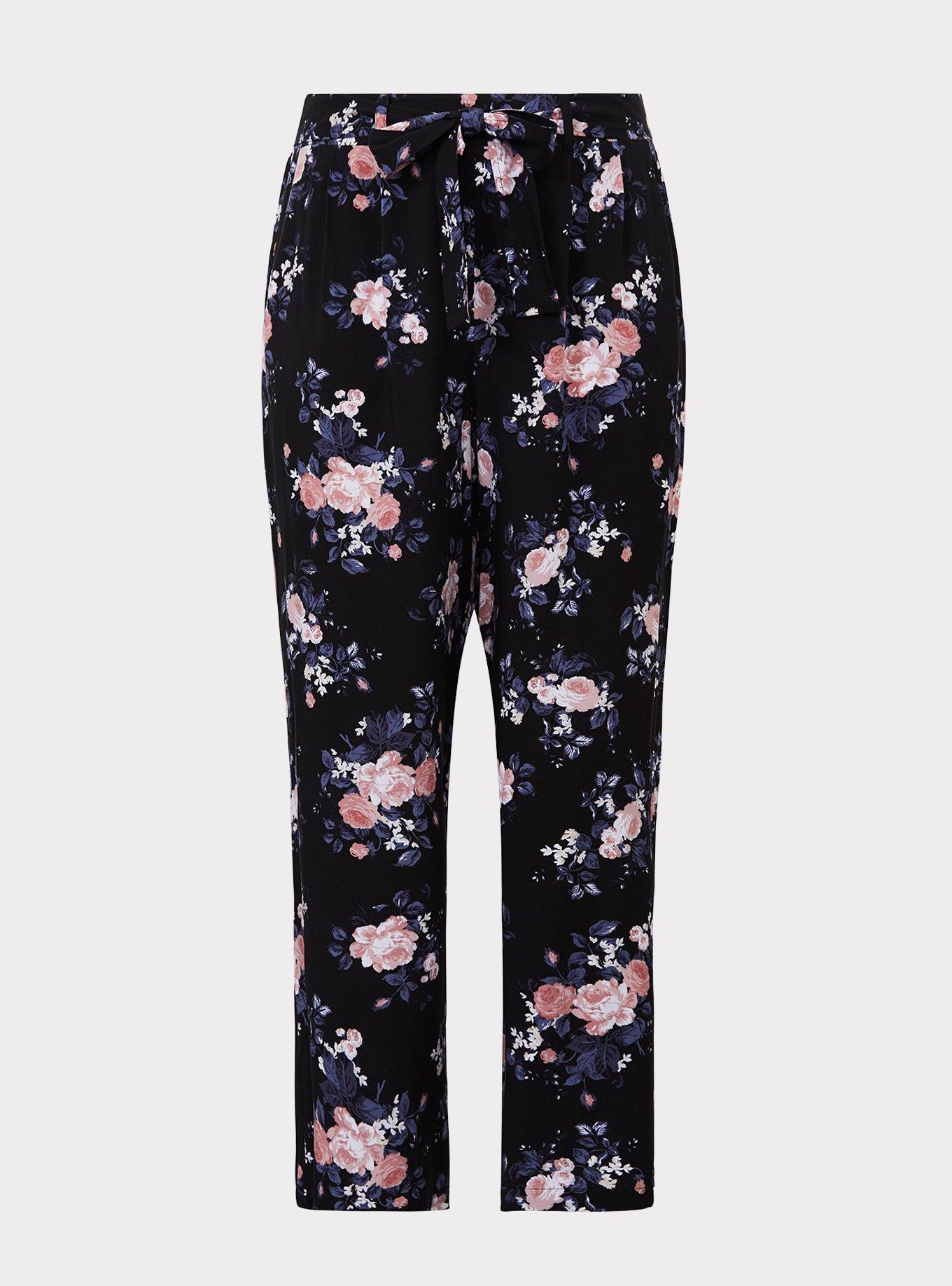 Loves the Sun Black Floral Print Wide-Leg Pants