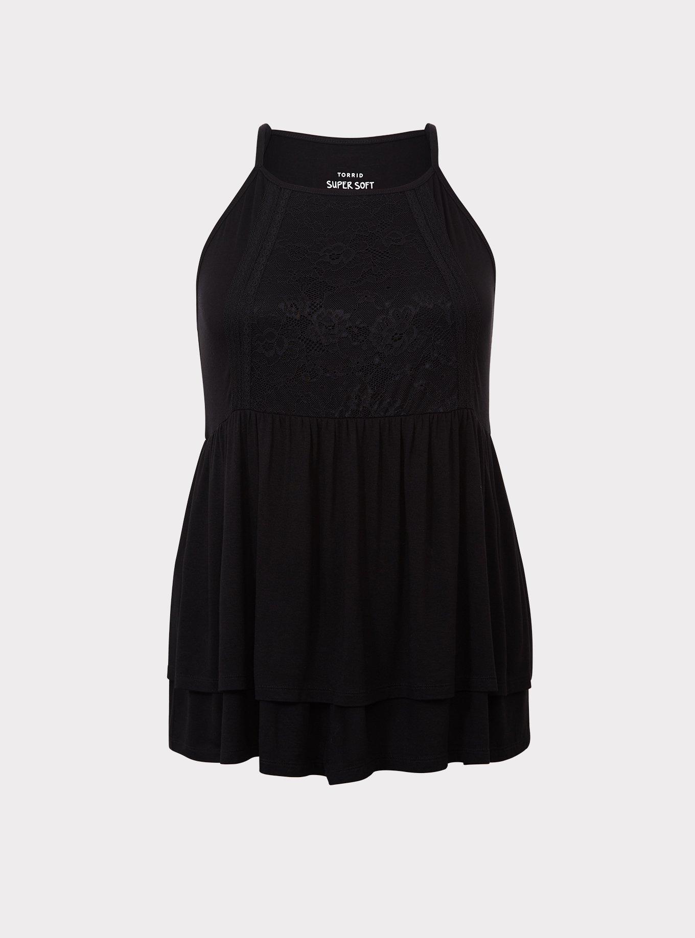 Plus Size Super Soft Black Lace Babydoll Tank Torrid