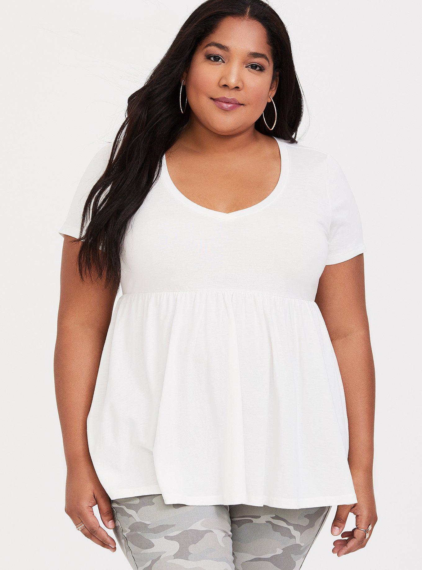 Plus Size Girlfriend Heritage Cotton Babydoll Tee, , hi-res
