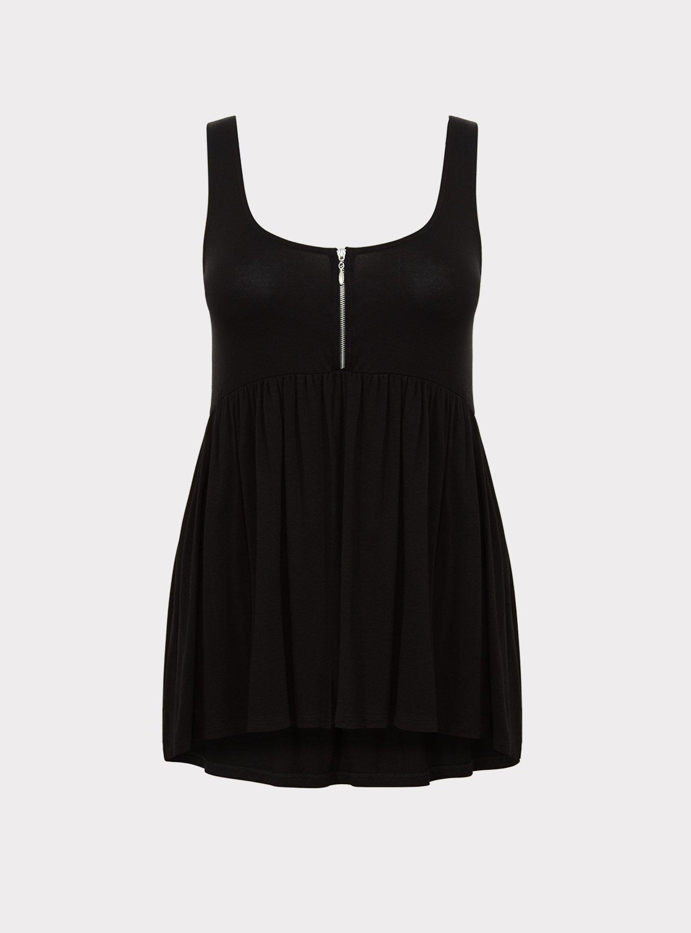 Plus Size Super Soft Black Zip Babydoll Tank Torrid