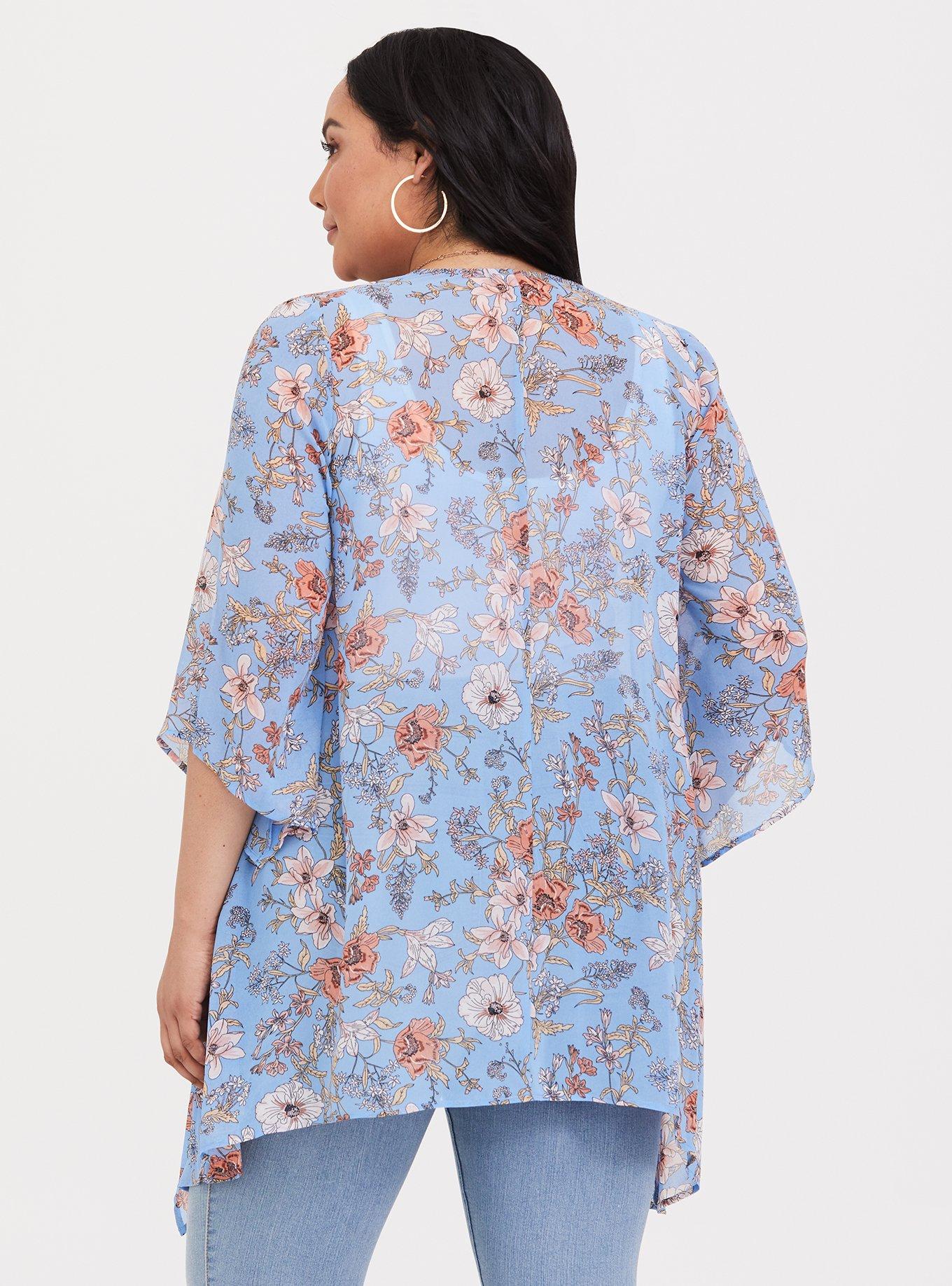 Plus Size Drape Front Kimono, , alternate