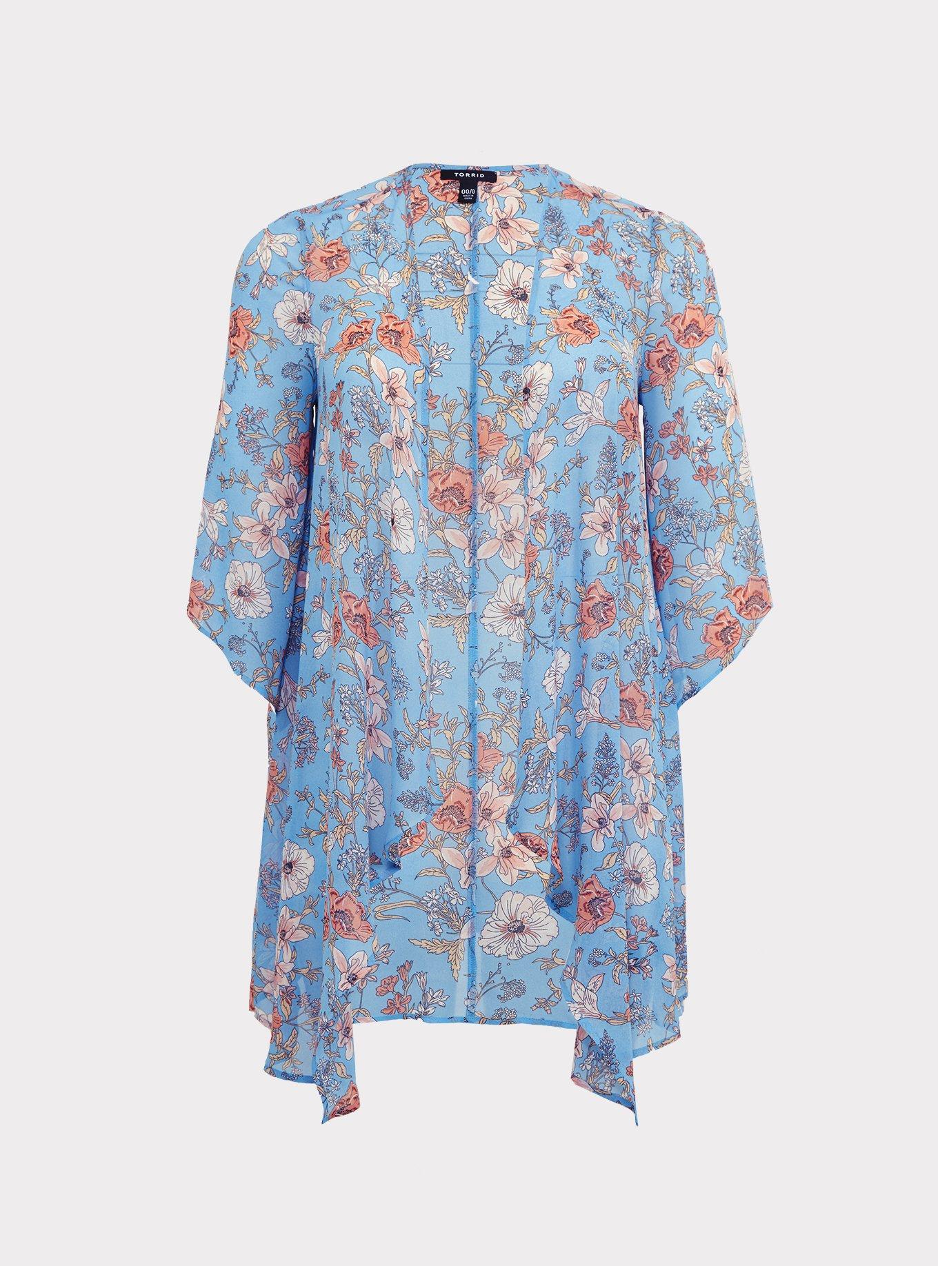 Plus Size Drape Front Kimono, , hi-res
