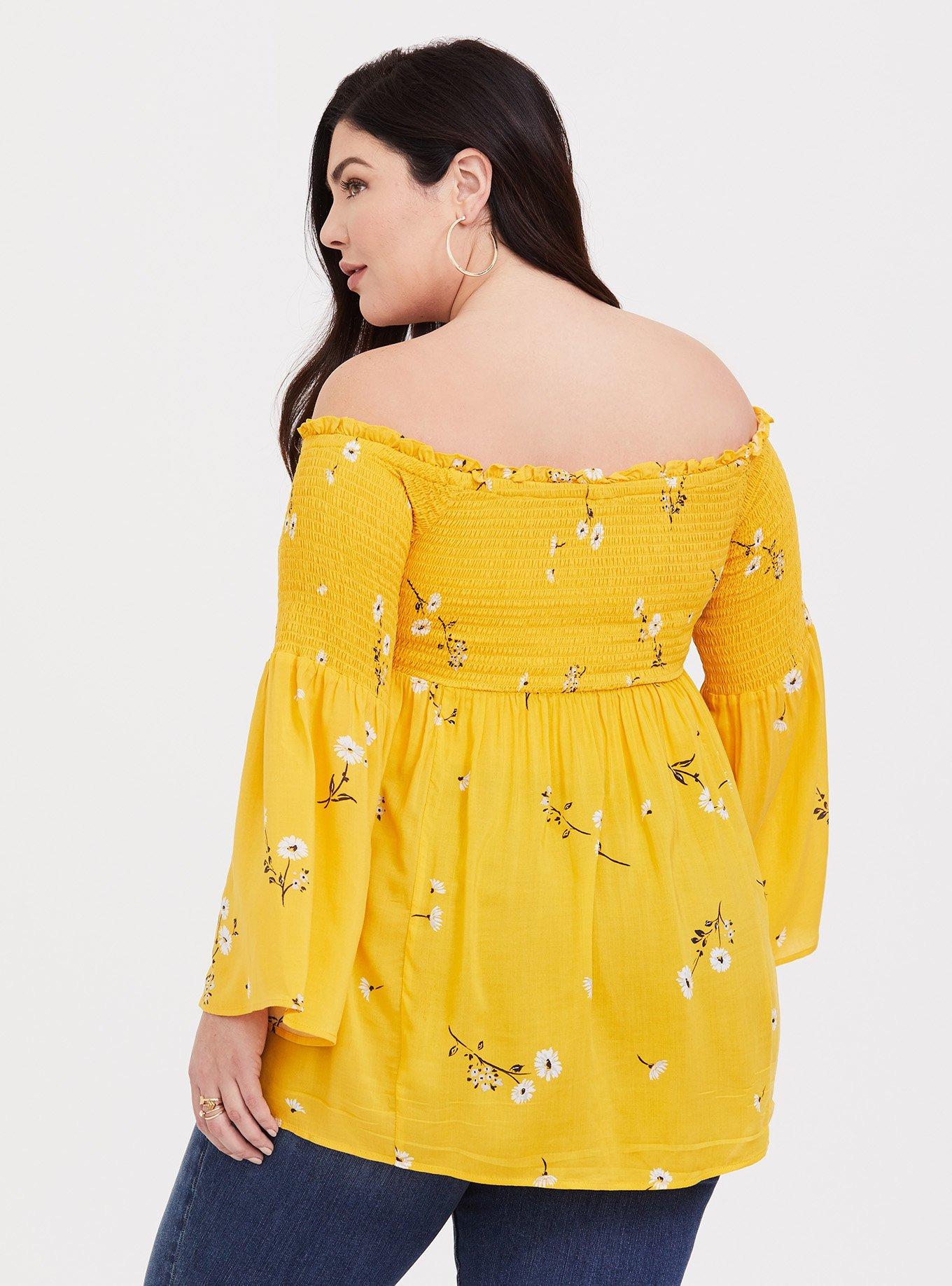 Modal Lace-Up Smocked Off-Shoulder Top, DAISY DUKES, alternate