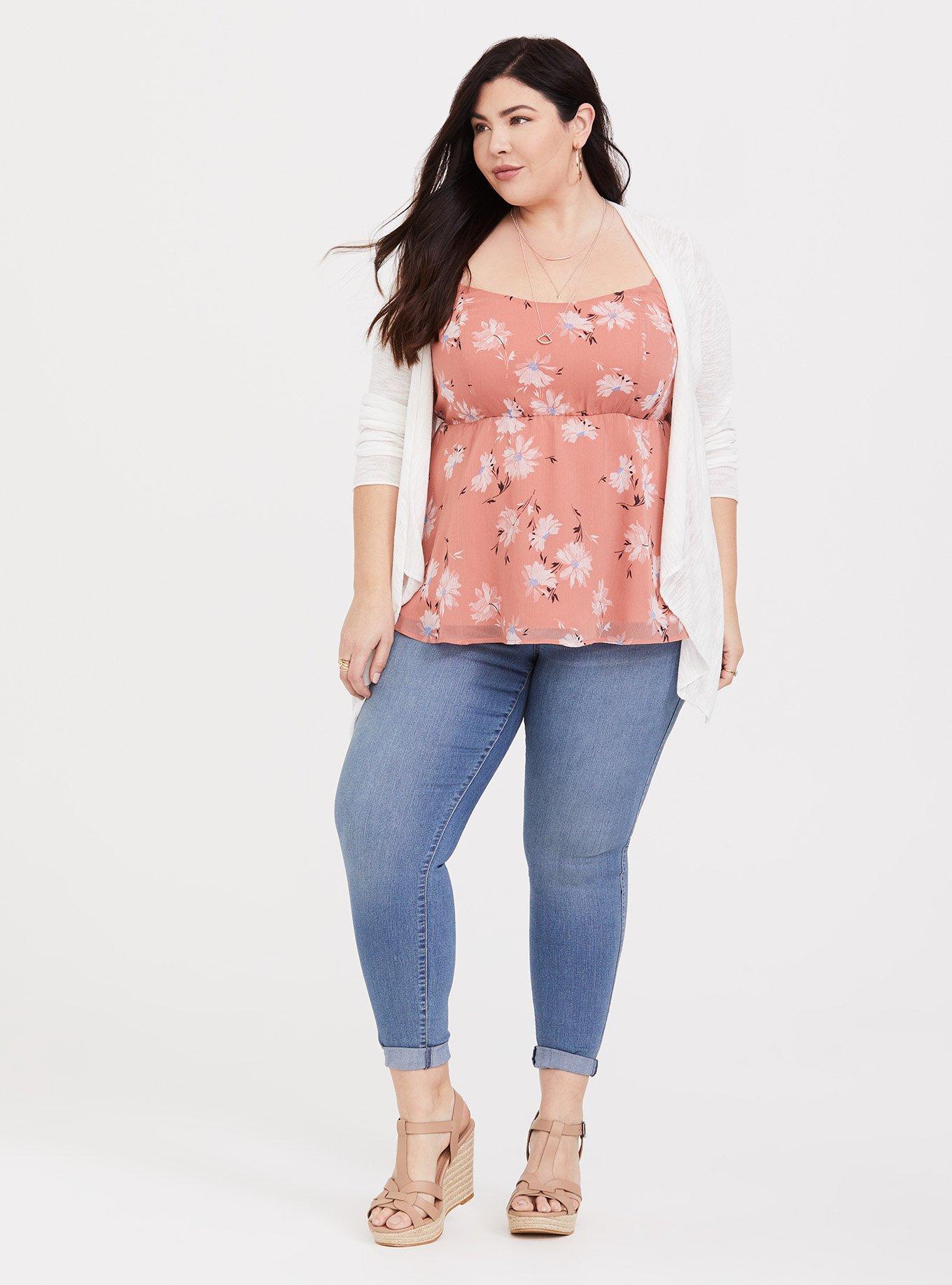 Plus Size Babydoll Chiffon Cami, FALLING DAISY, alternate