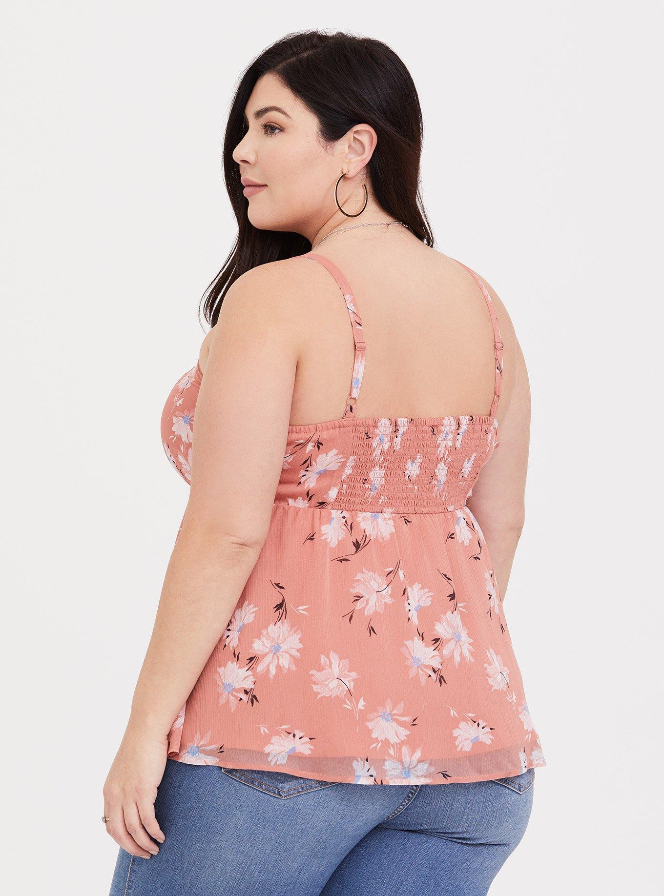 Plus Size Babydoll Chiffon Cami, FALLING DAISY, alternate